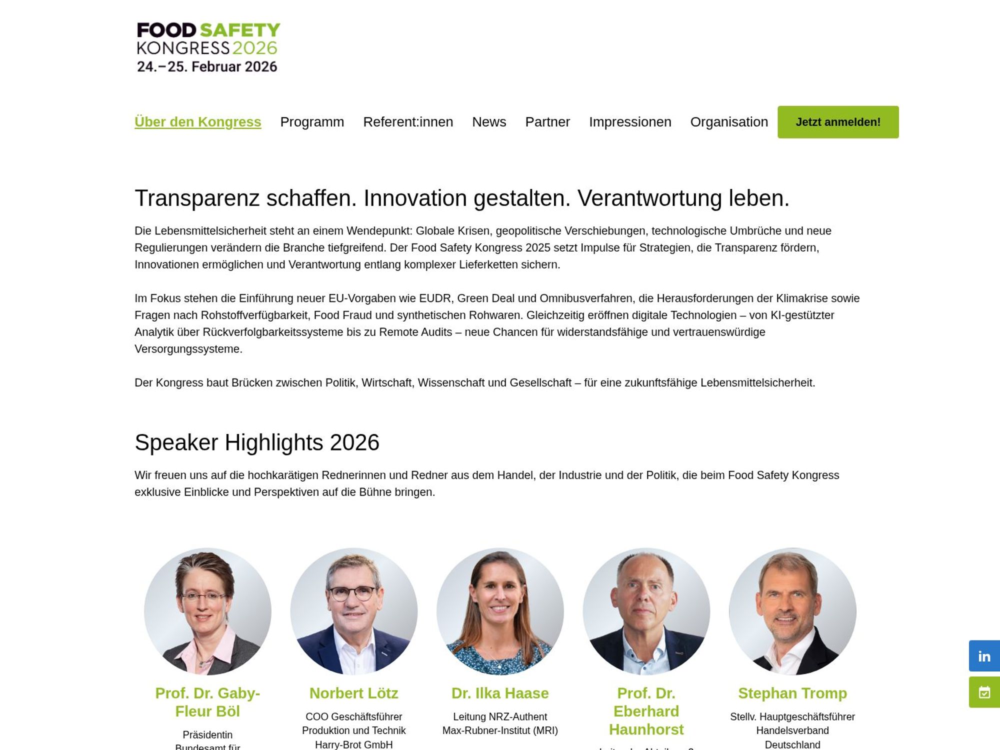 Food Safety Kongress 2026 website