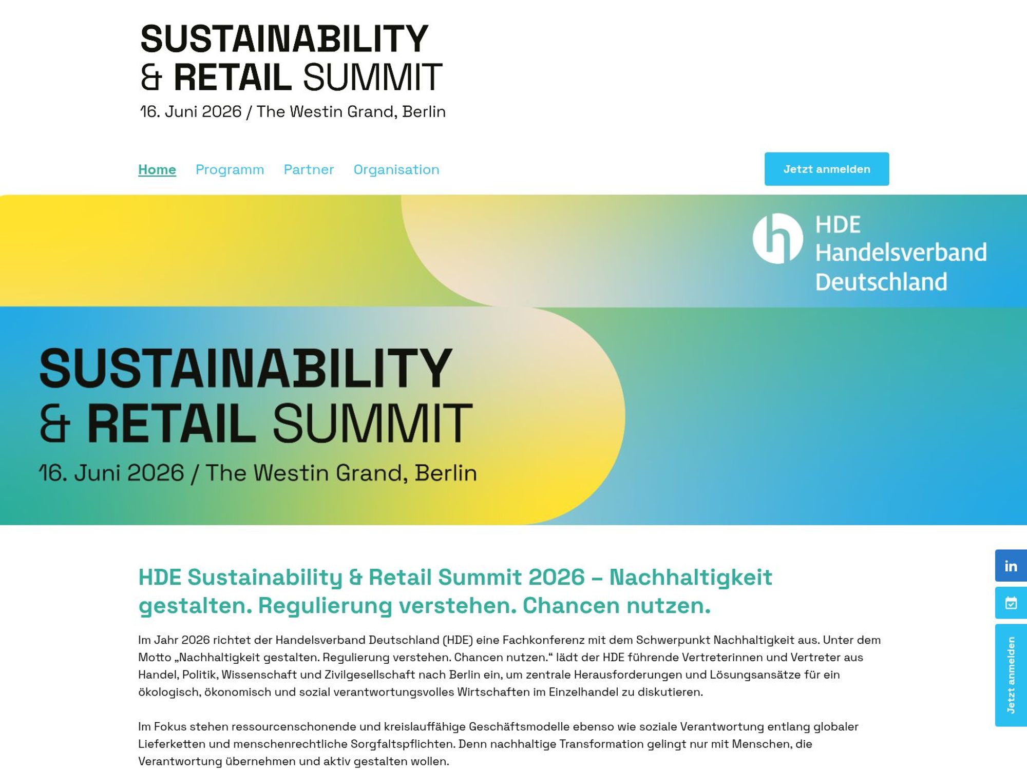 HDE Sustainability & Retail Summit 2026 website