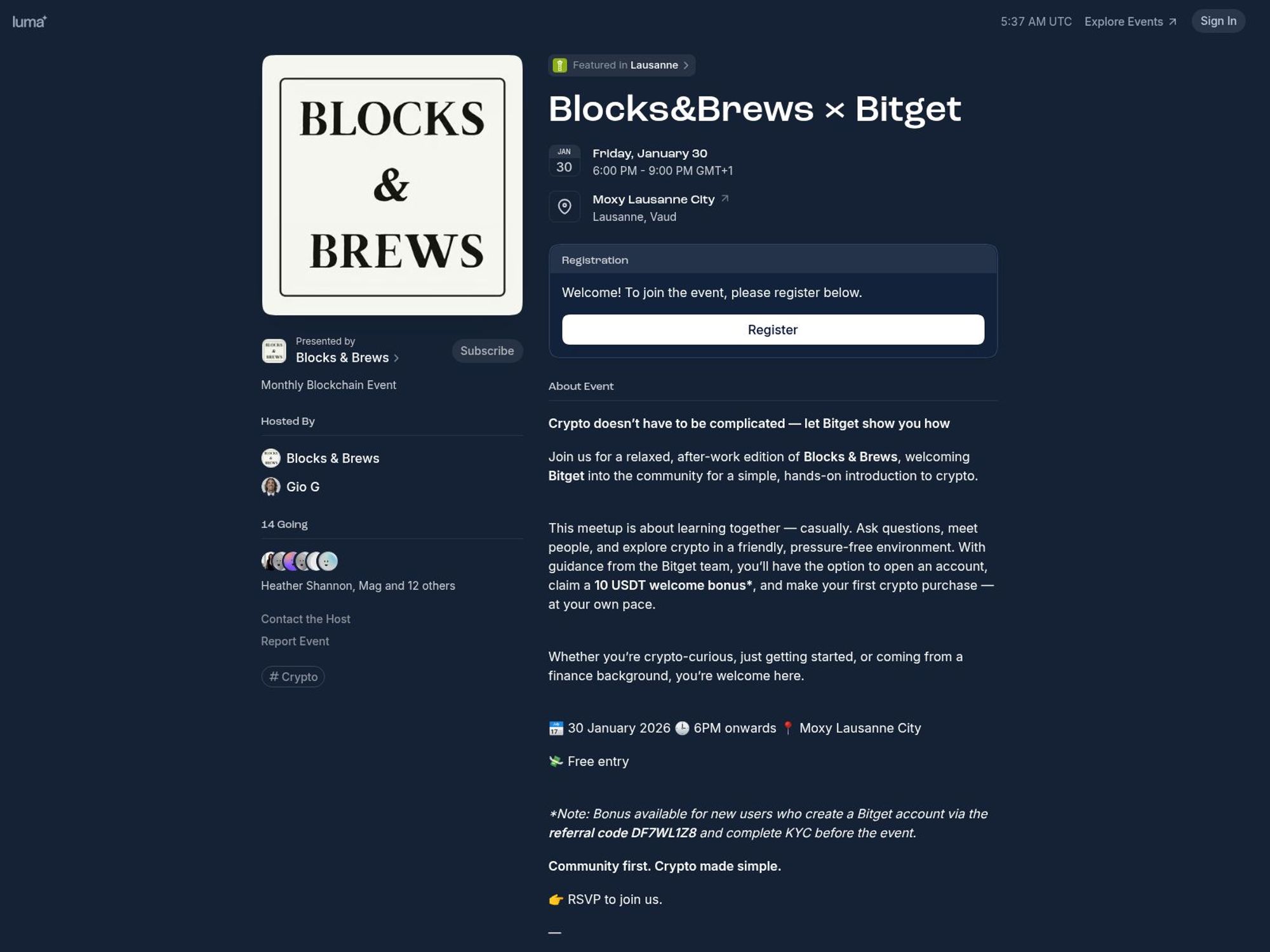 Blocks&Brews × Bitget website