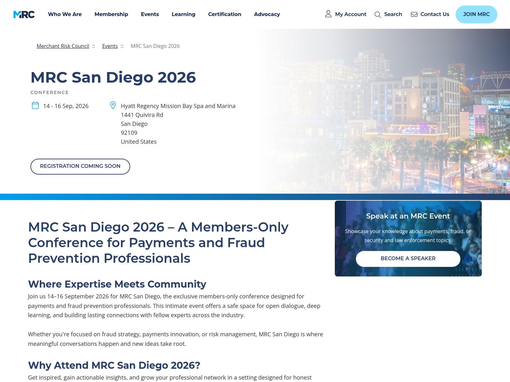 MRC San Diego 2026 website
