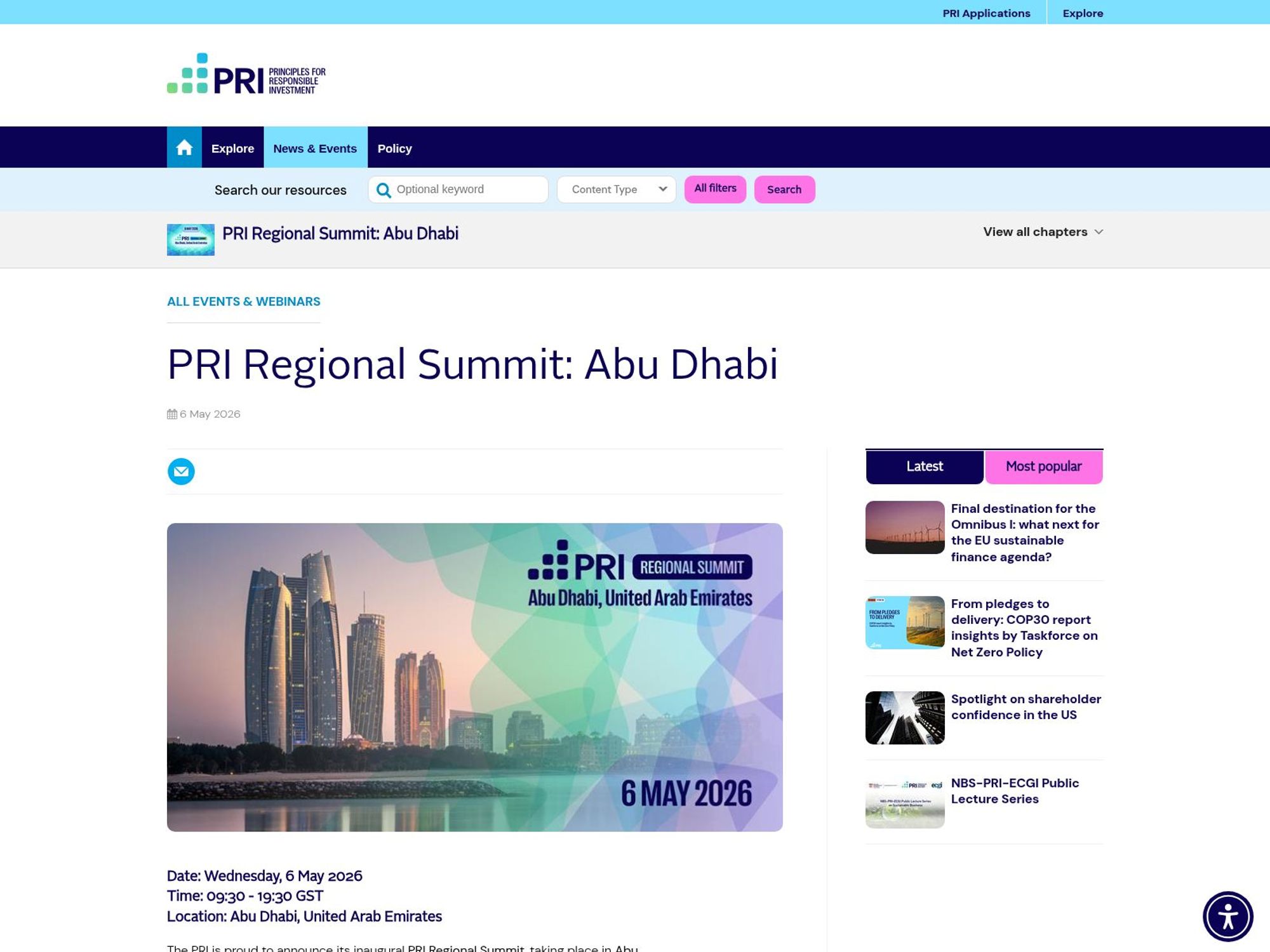 PRI Regional Summit website