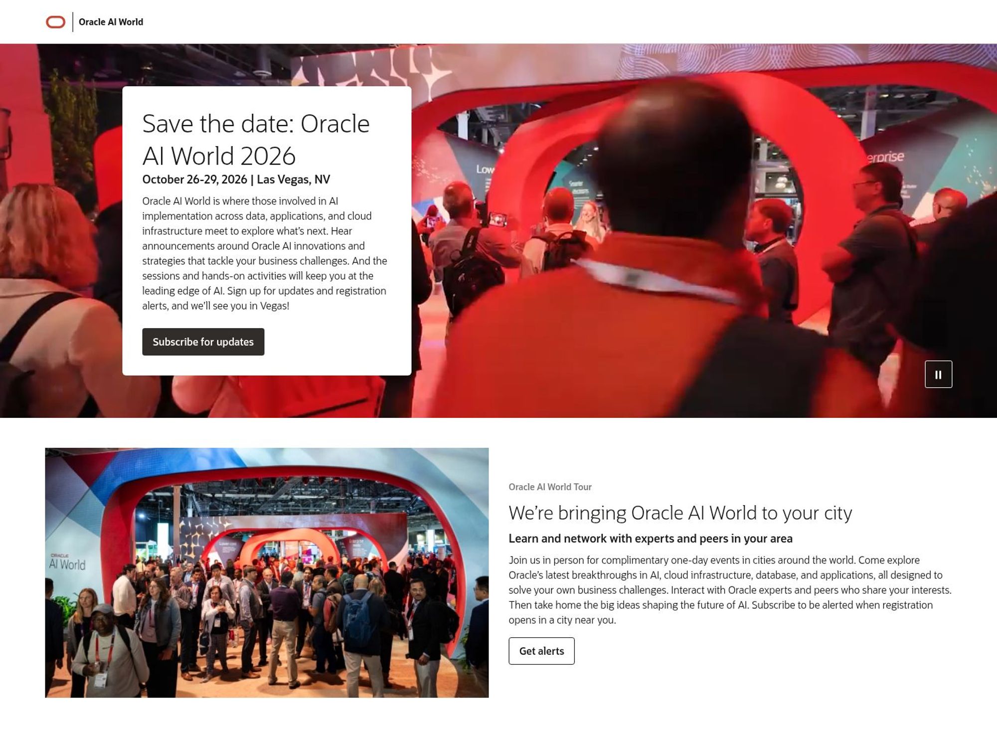 Oracle AI World 2026 website