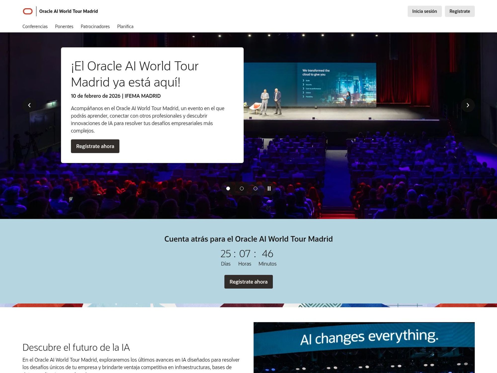Oracle AI World Tour Madrid website