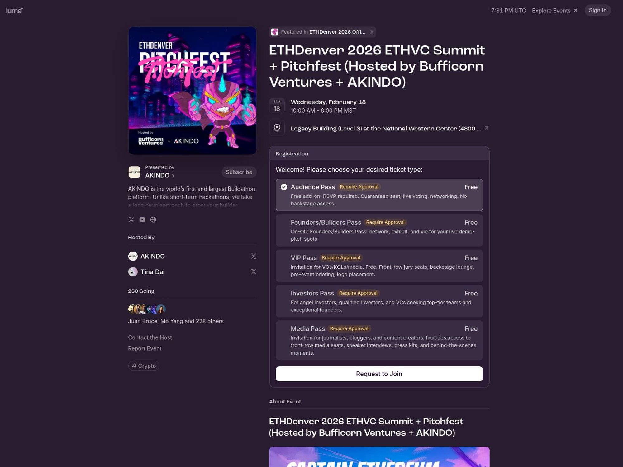 2026 ETHVC Summit + Pitchfest website
