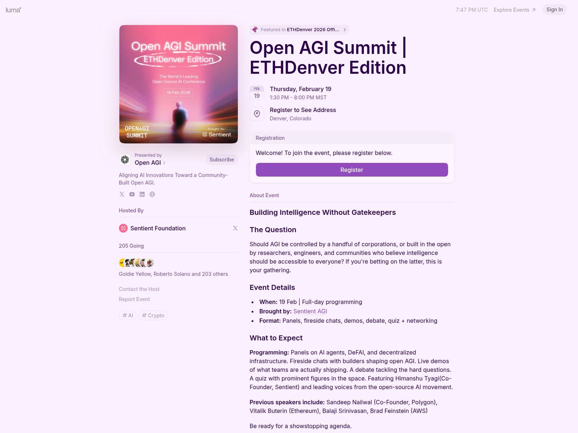 Open AGI Summit | ETHDenver Edition website