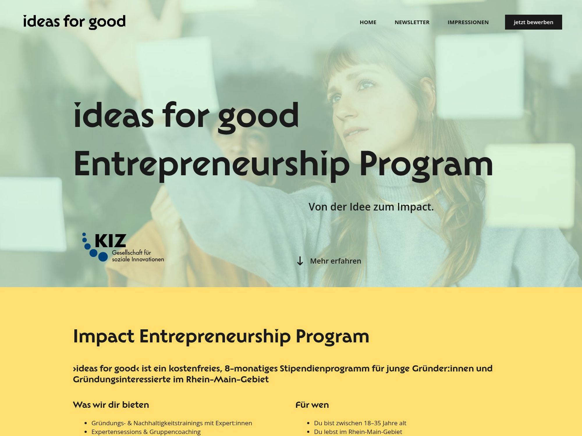 Impact Entrepreneurship Program website