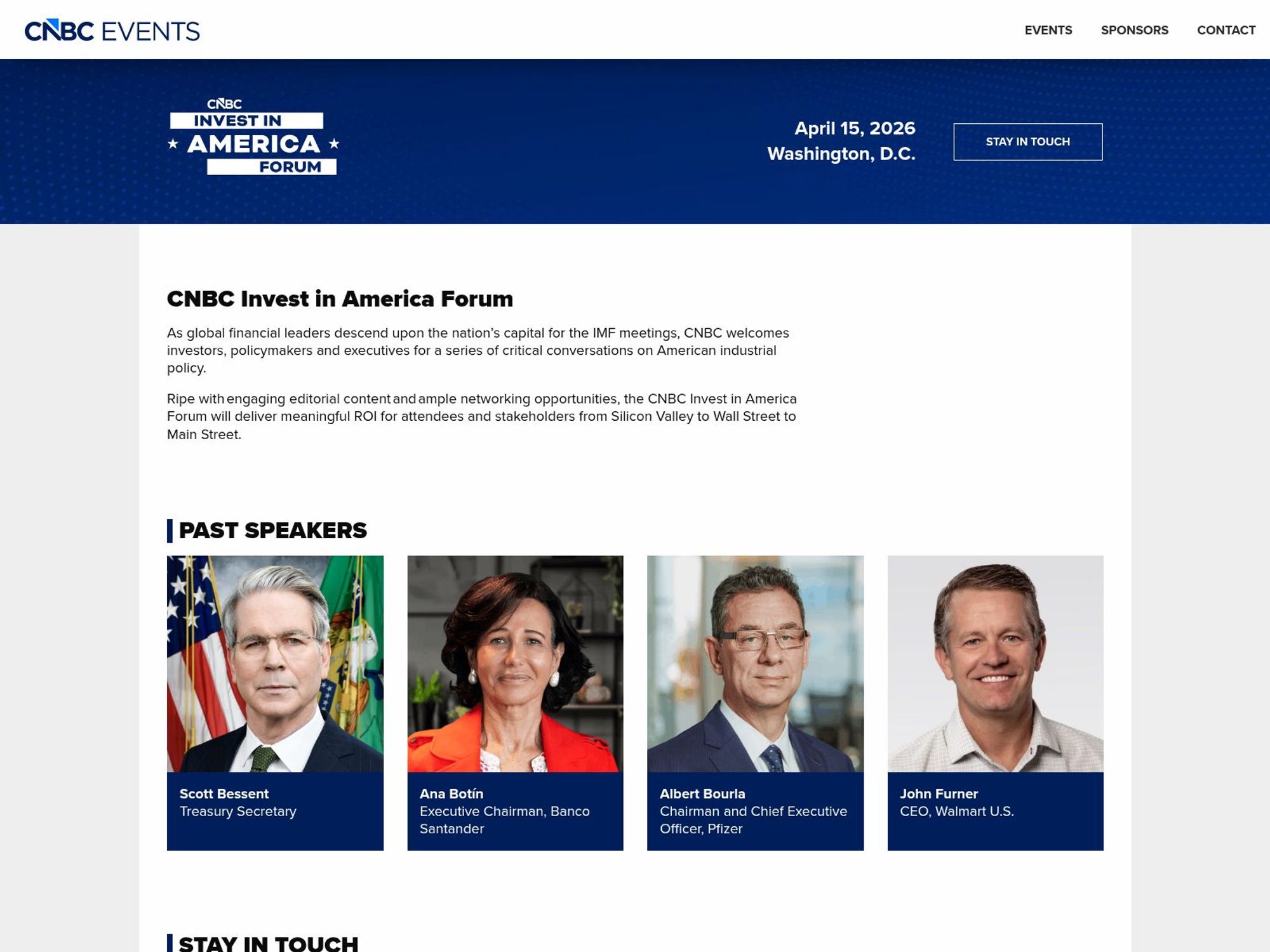 CNBC Invest in America Forum website