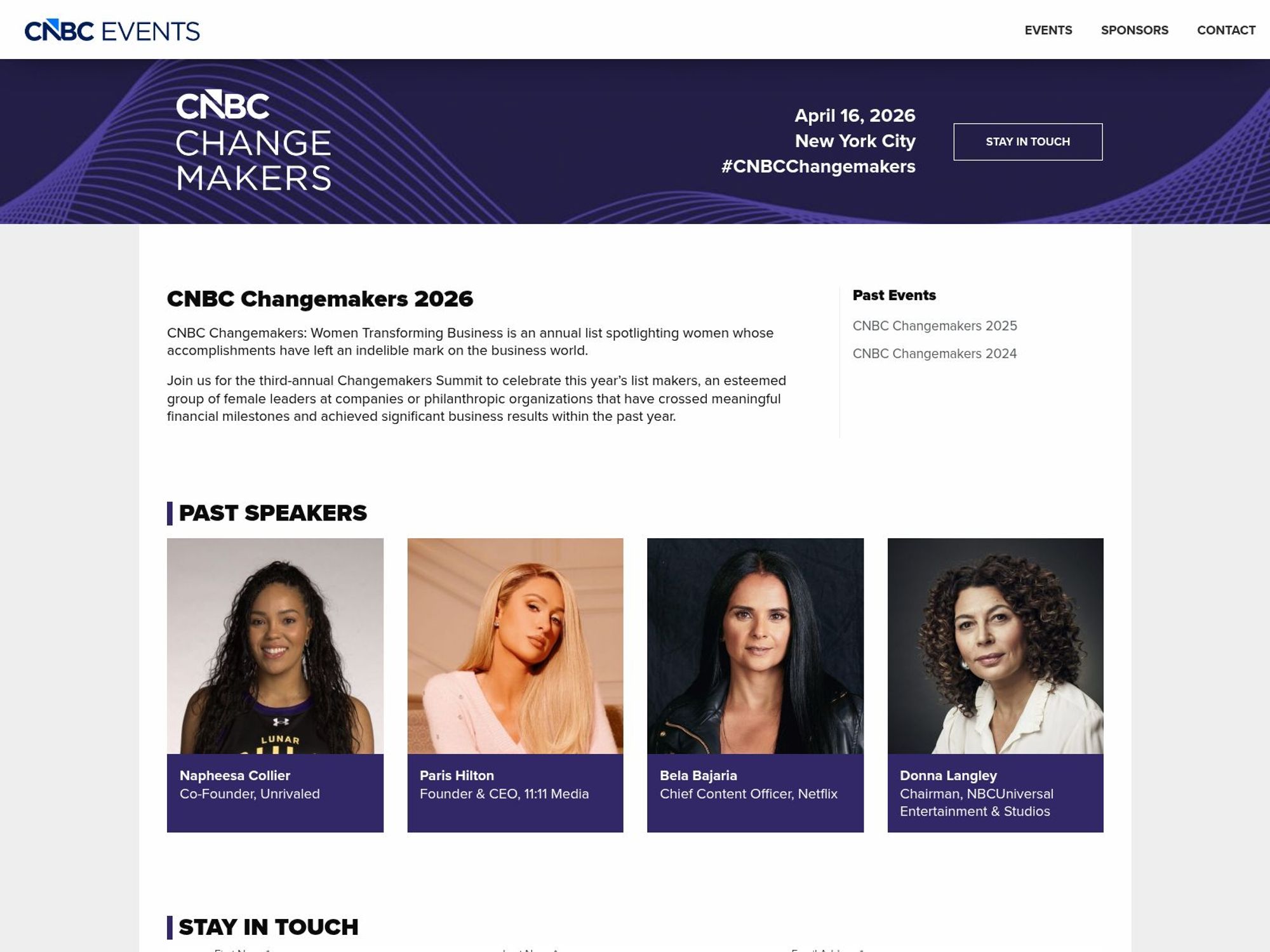 CNBC Changemakers 2026 website