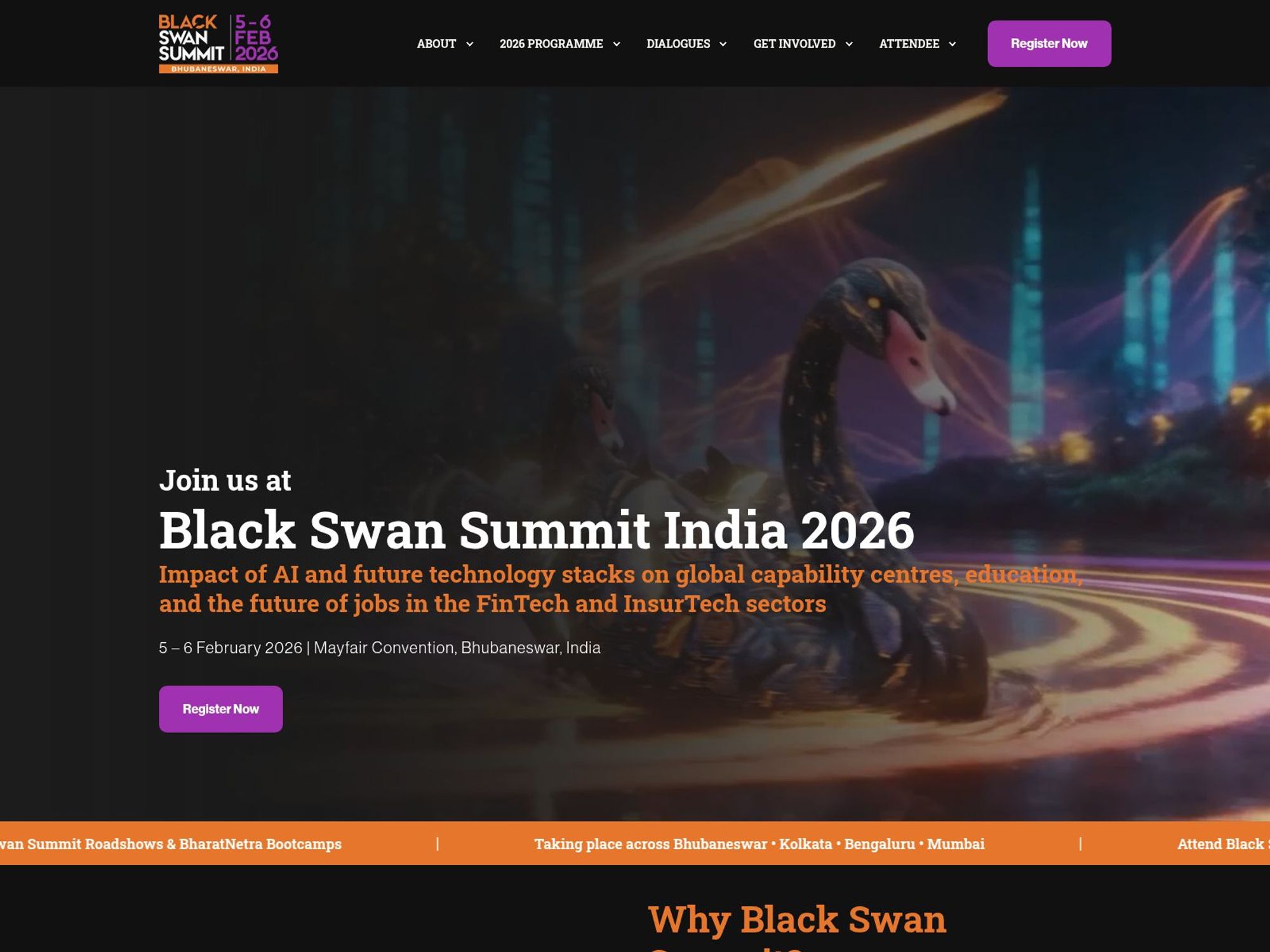 Black Swan Summit India website