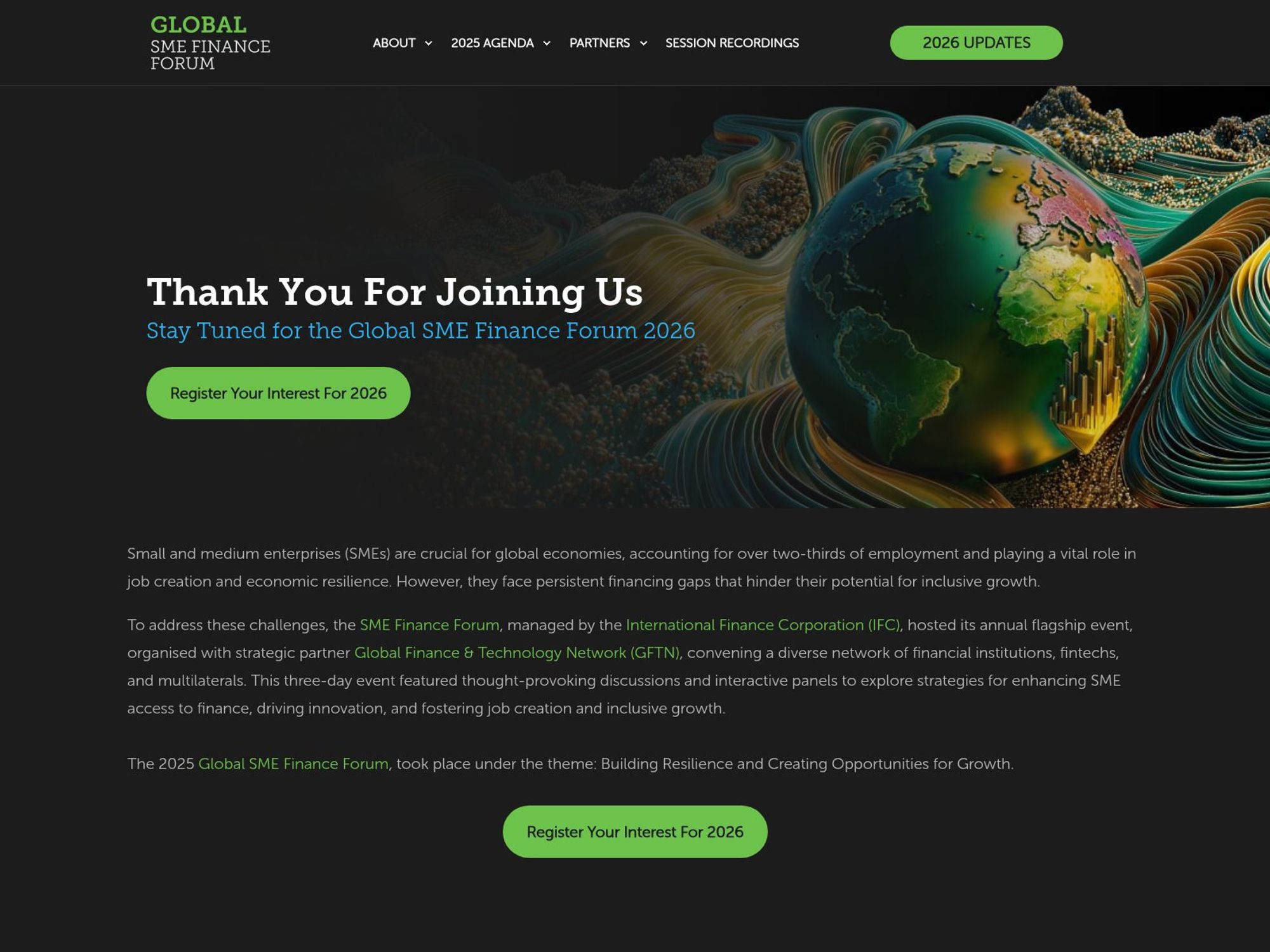 Global SME Finance Forum 2026 website