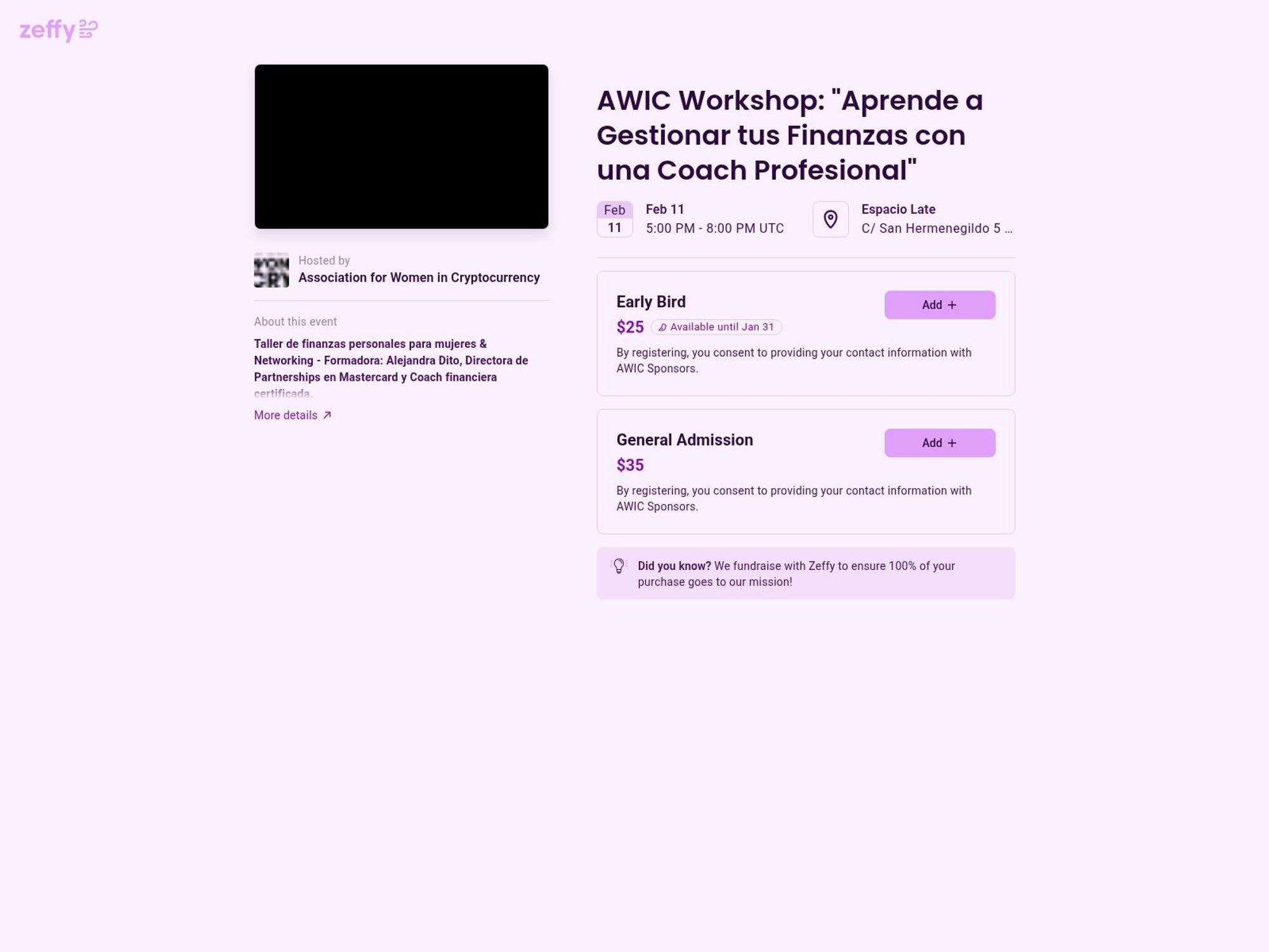 AWIC Workshop: "Aprende a Gestionar tus Finanzas con una Coach Profesional" website
