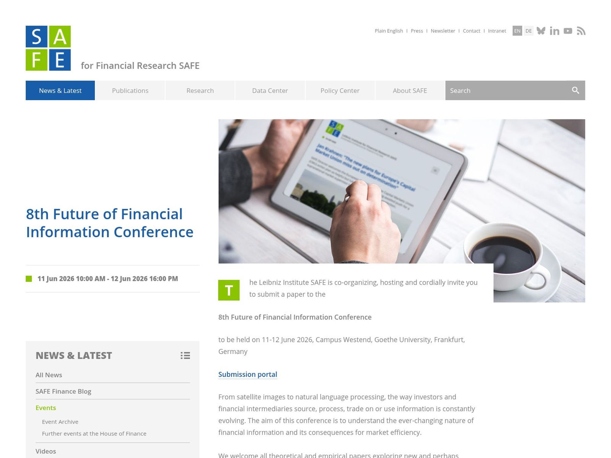 8th Future of Financial Information Conference website