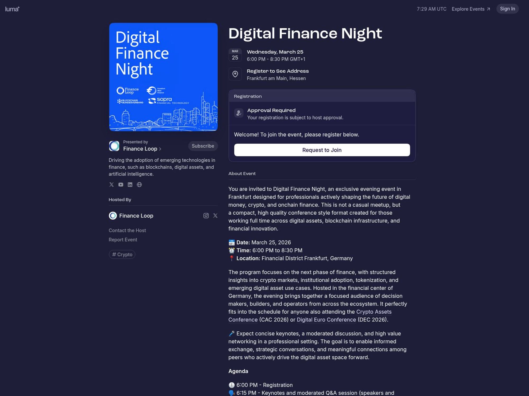 Digital Finance Night website