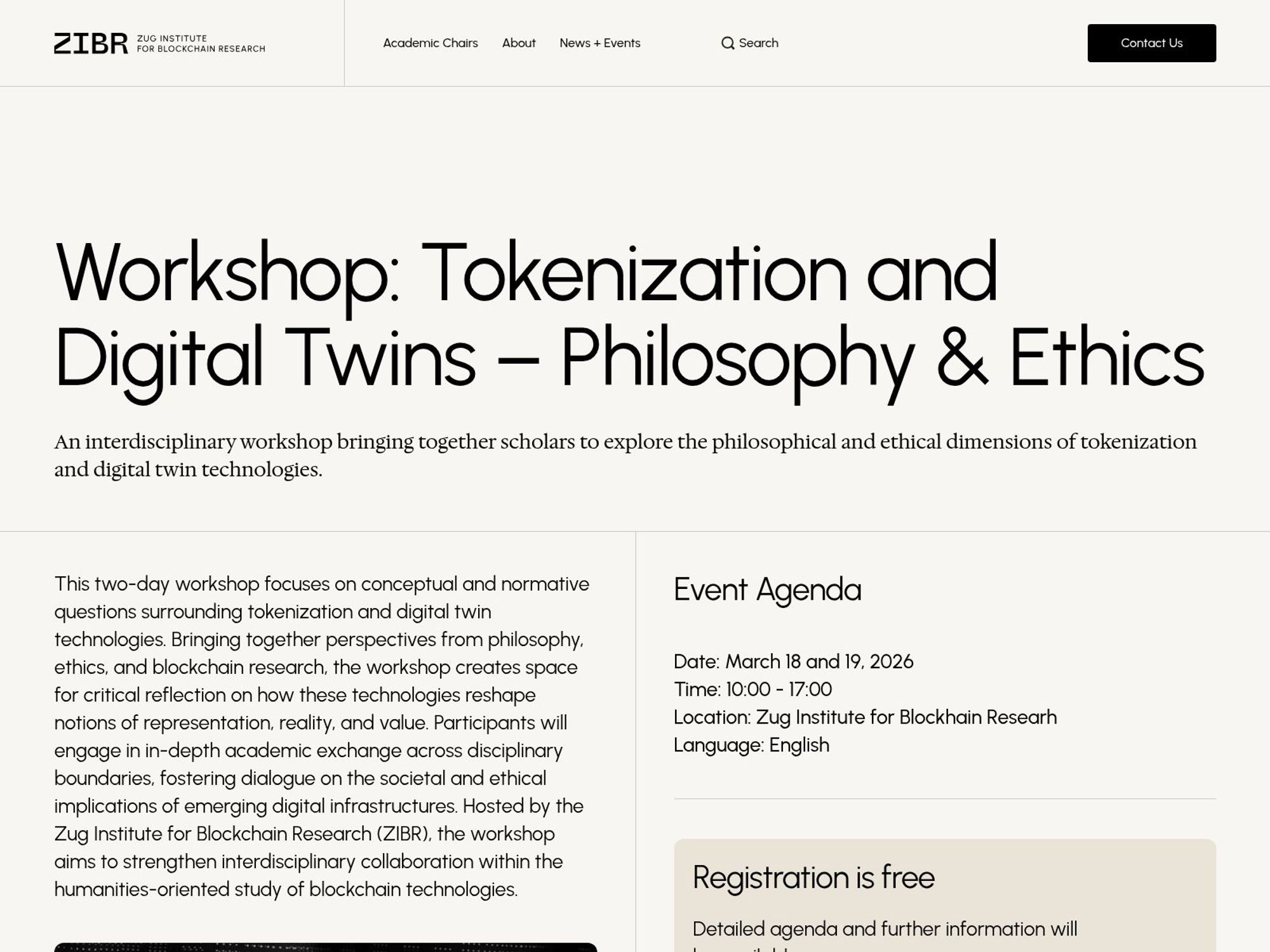 Workshop: Tokenization and Digital Twins – Philosophy & Ethics website