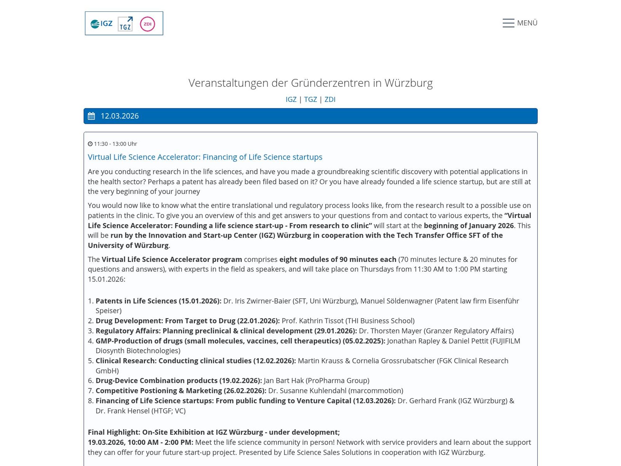 Financing of Life Science startups: From public funding to Venture Capital website