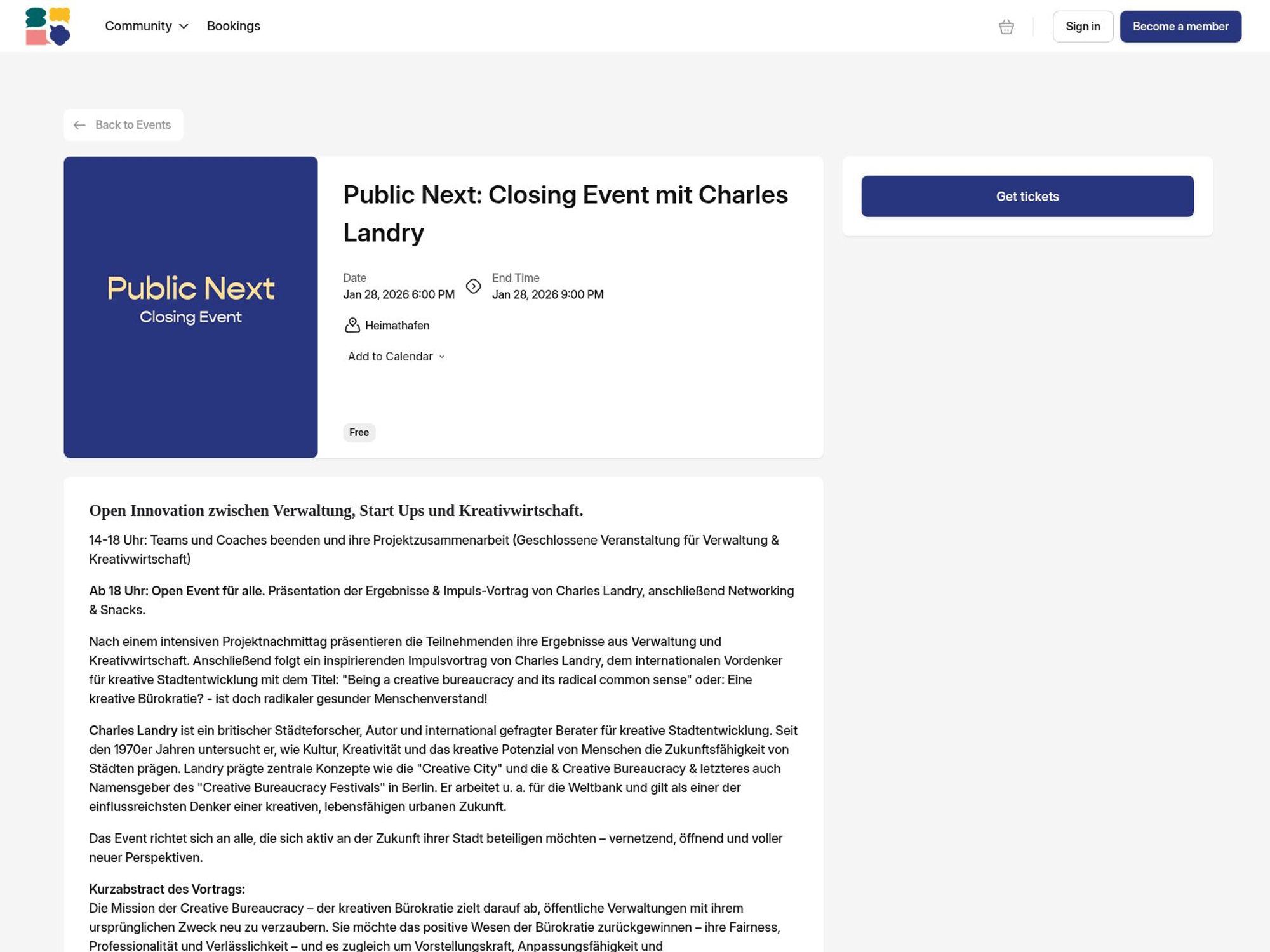 Public Next: Closing Event mit Charles Landry website