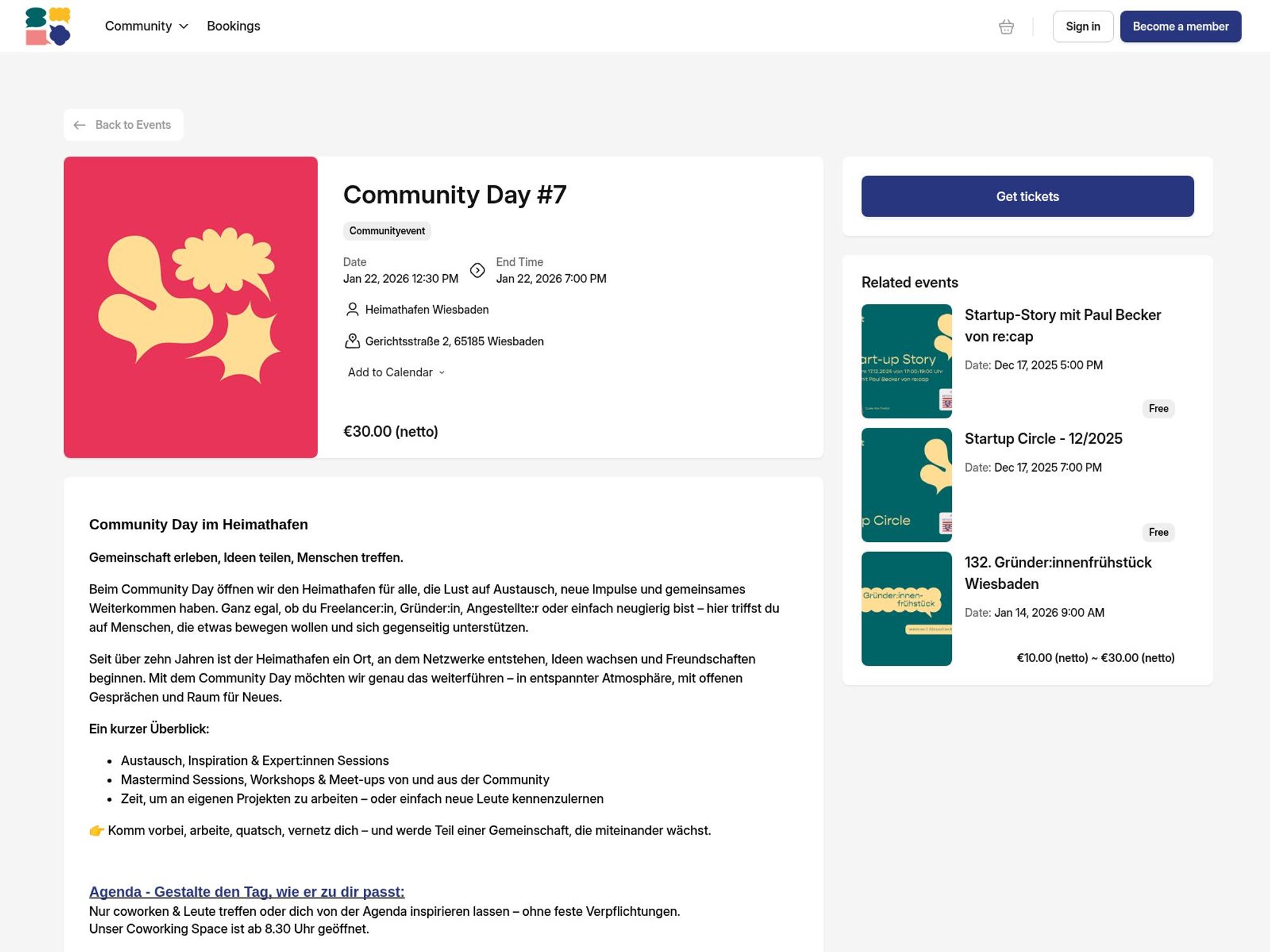 Heimathafen Community Day #7 website