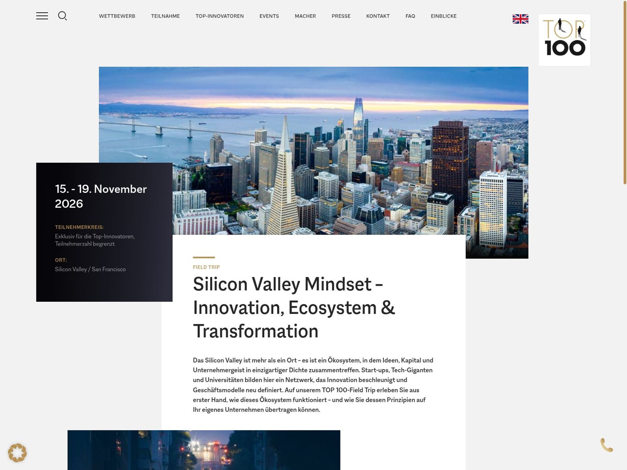TOP 100 Field Trip Silicon Valley website