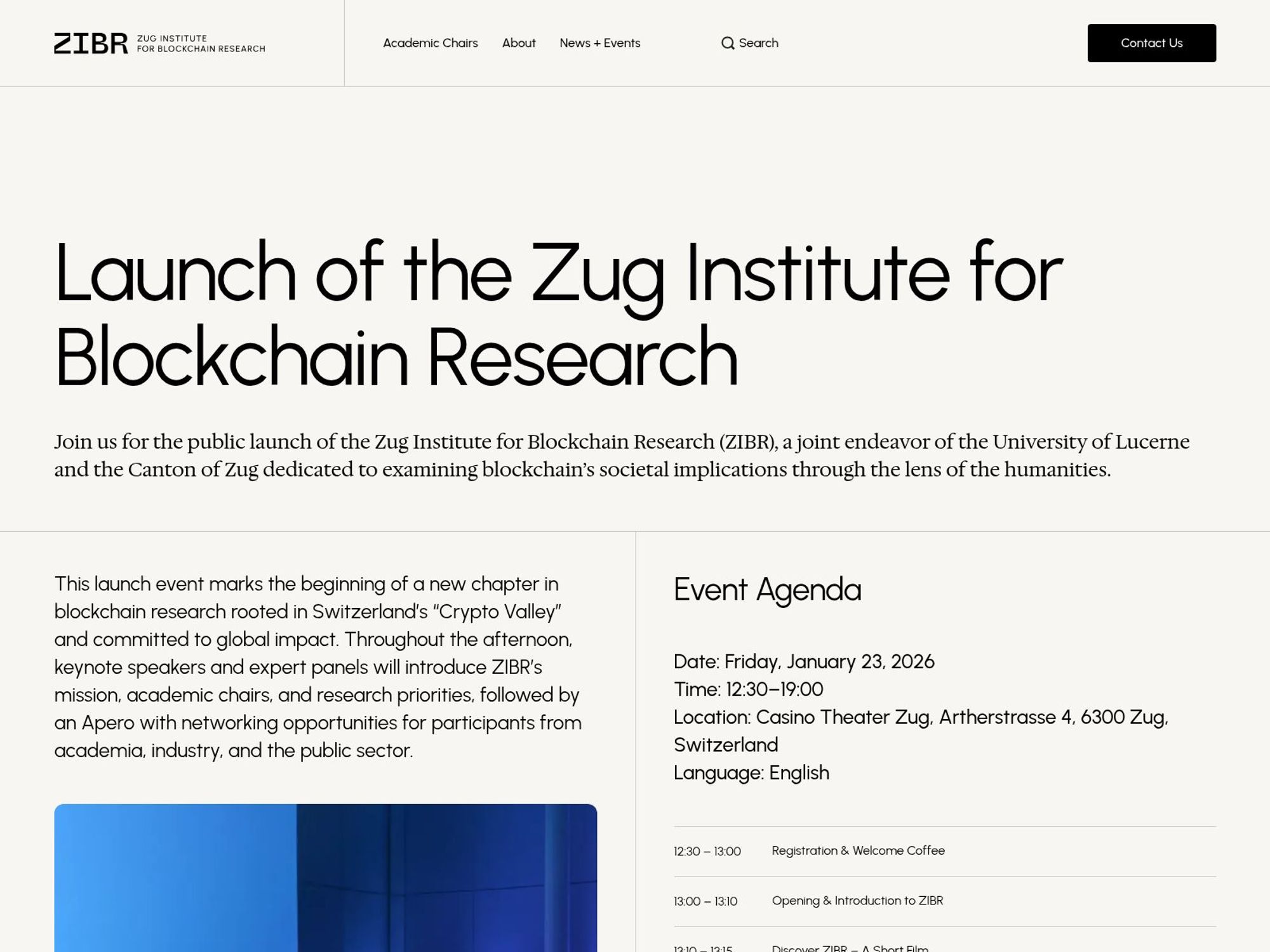 Launch of the Zug Institute for Blockchain Research website