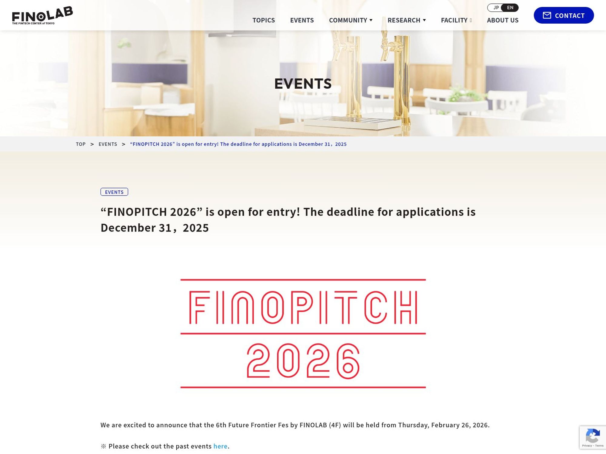 FINOPITCH Award Ceremony 2026 website
