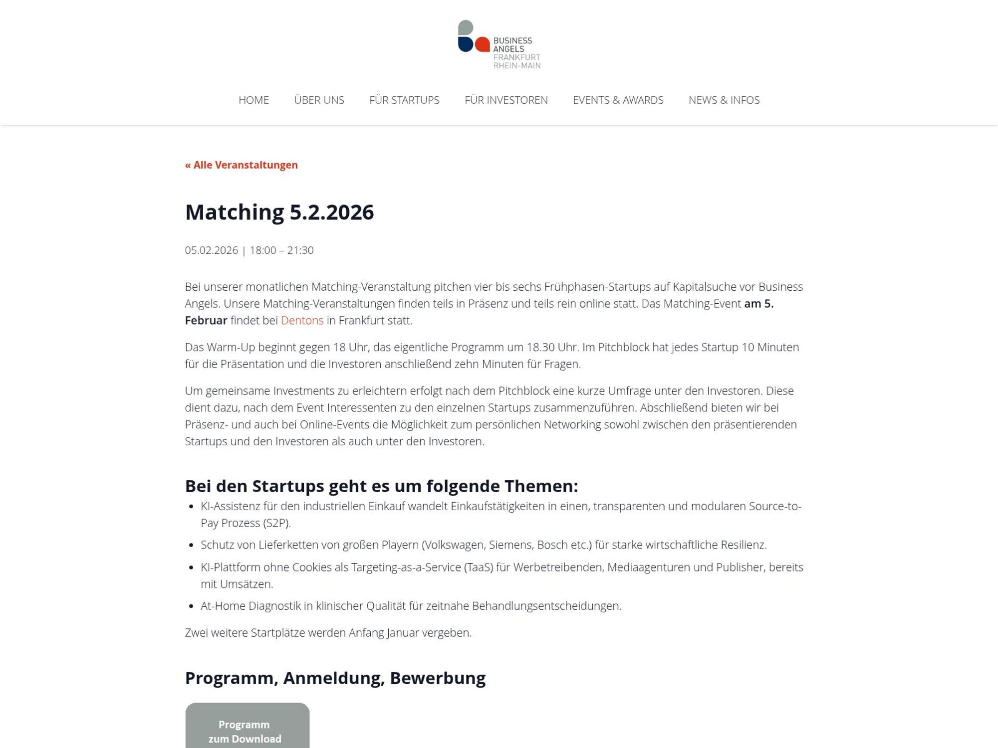 Business Angels FrankfurtRheinMain Matching Februar 2026 website