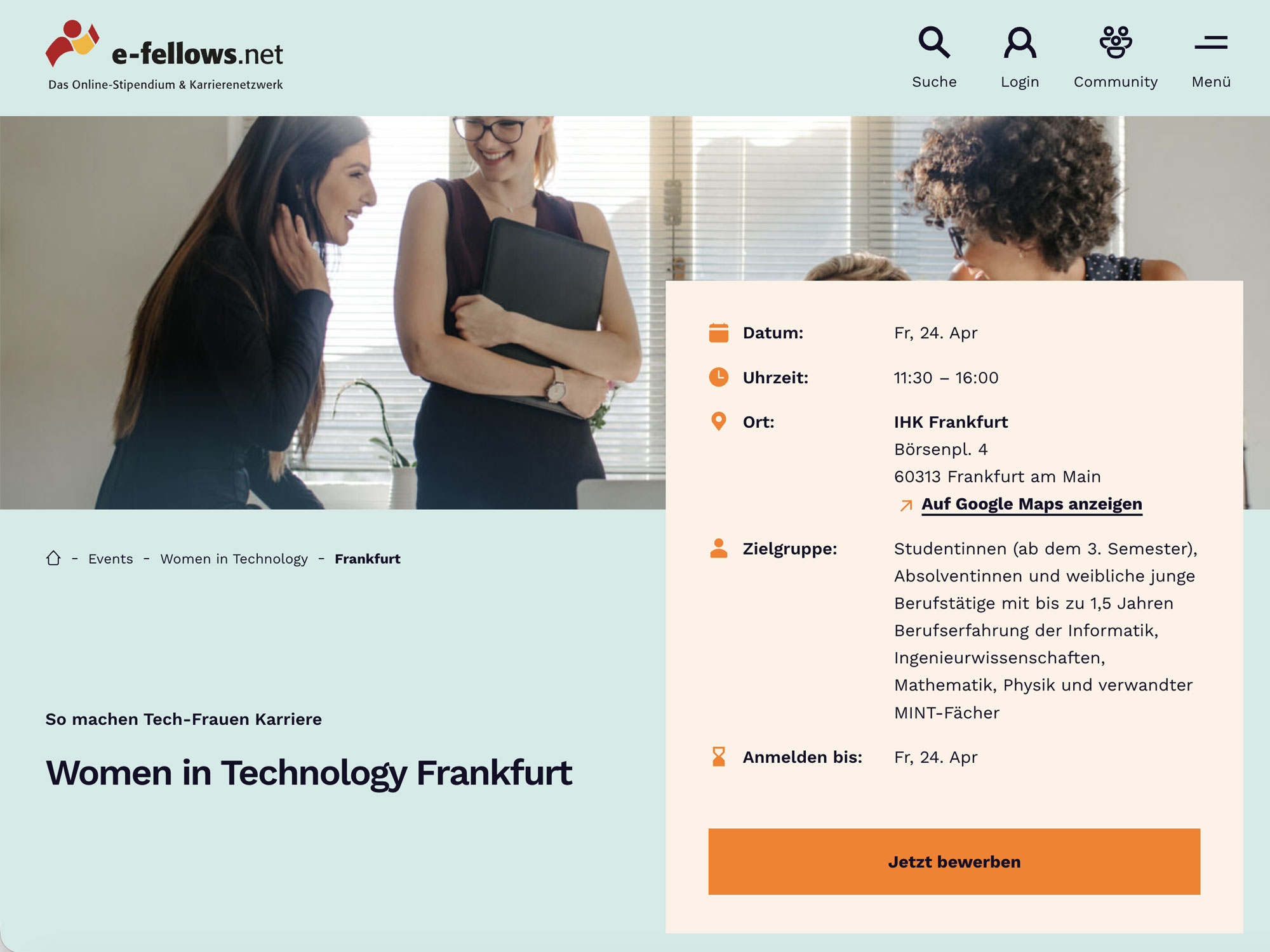 Women in Technology Frankfurt website