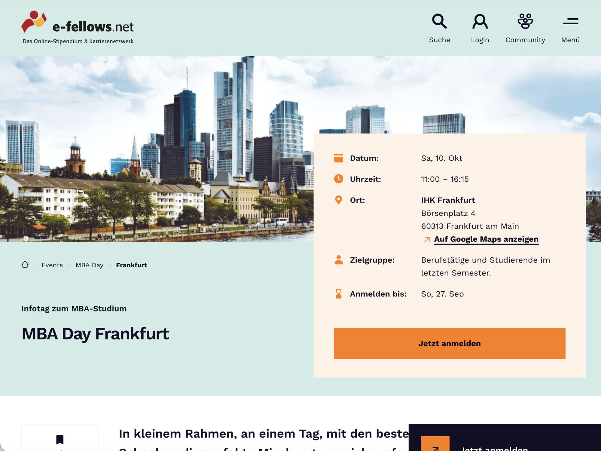 MBA Day Frankfurt website