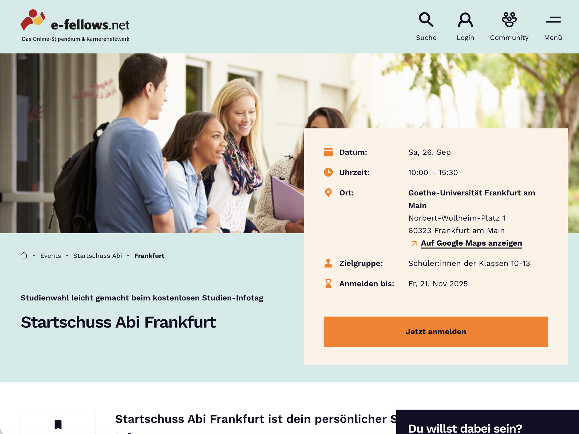 Startschuss Abi Frankfurt website