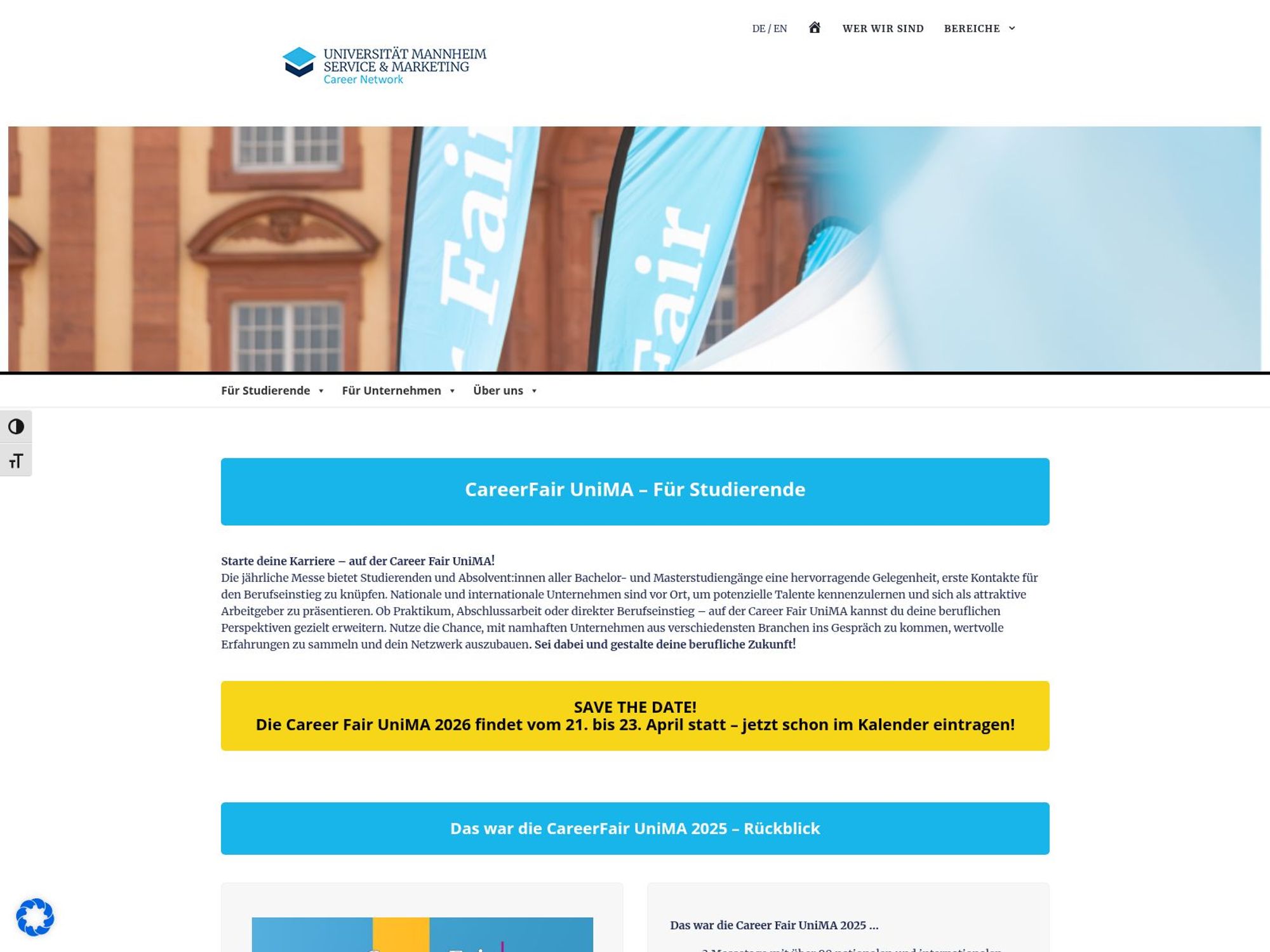 CareerFair UniMA website