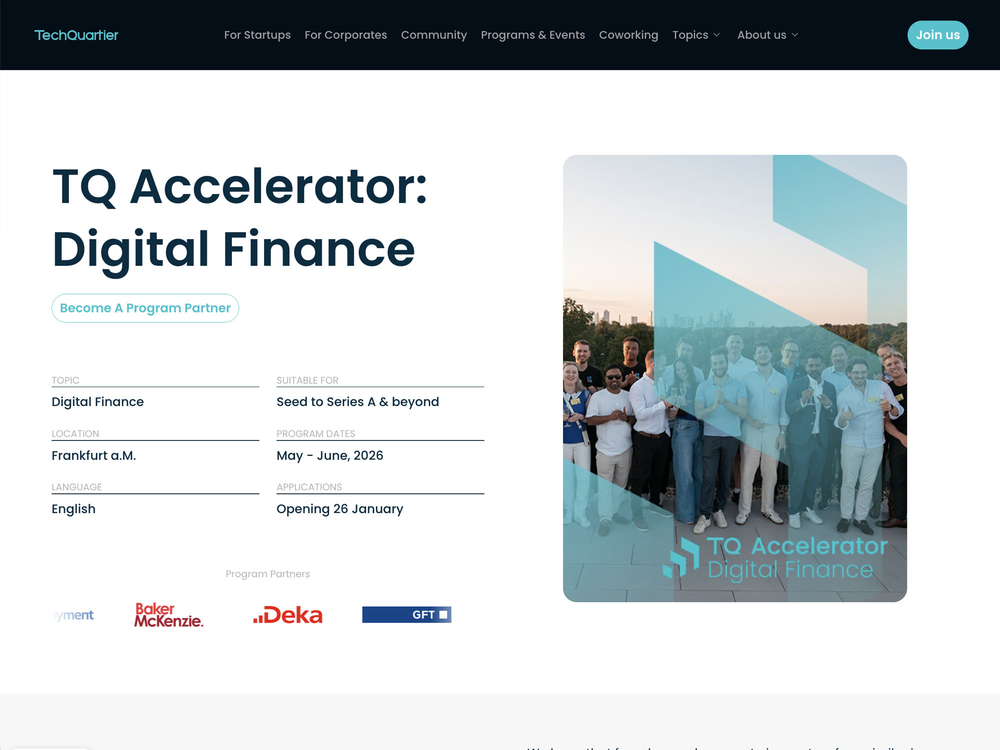 TQ Accelerator: Digital Finance website
