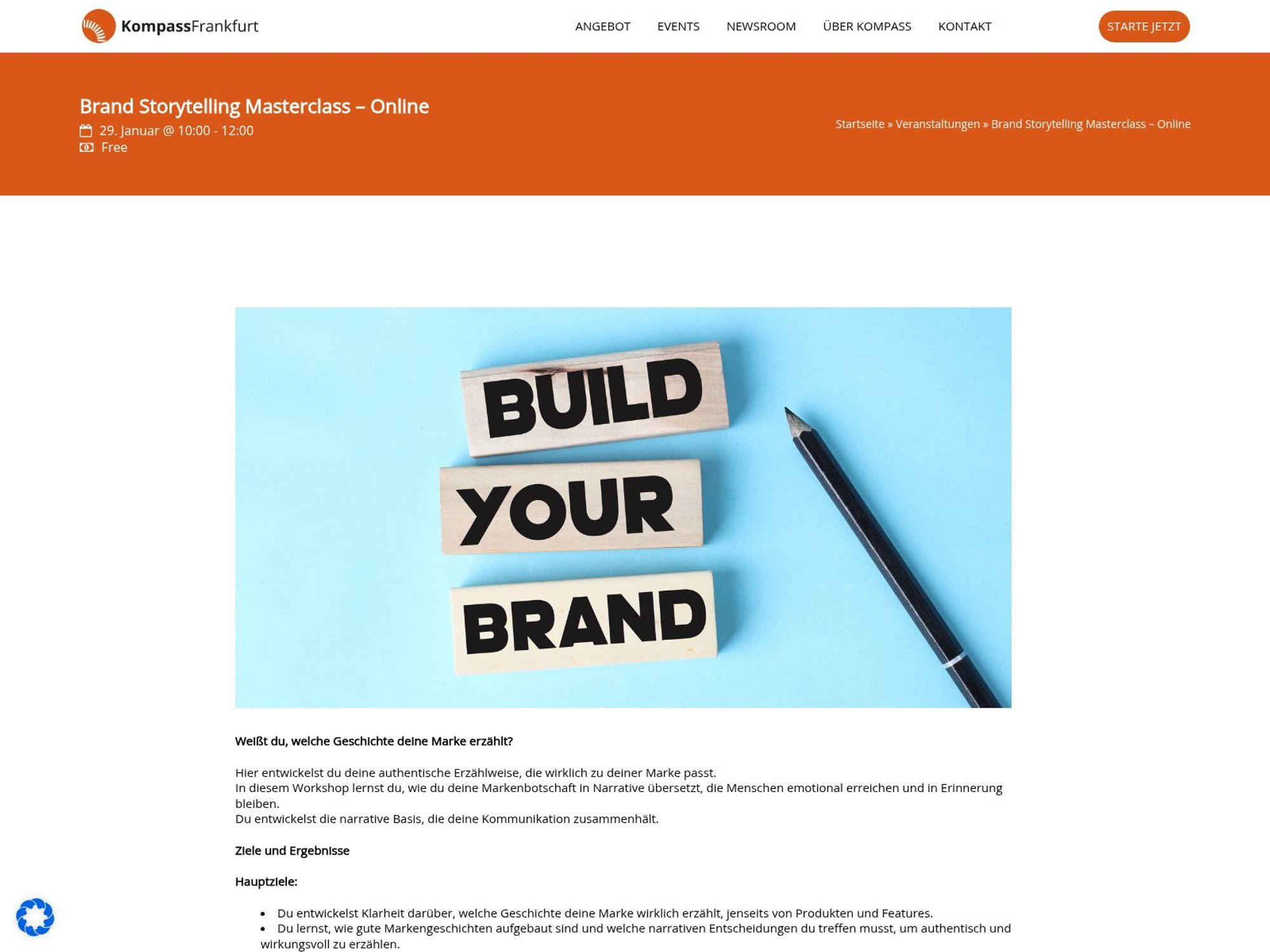 Brand Storytelling Masterclass – Online website