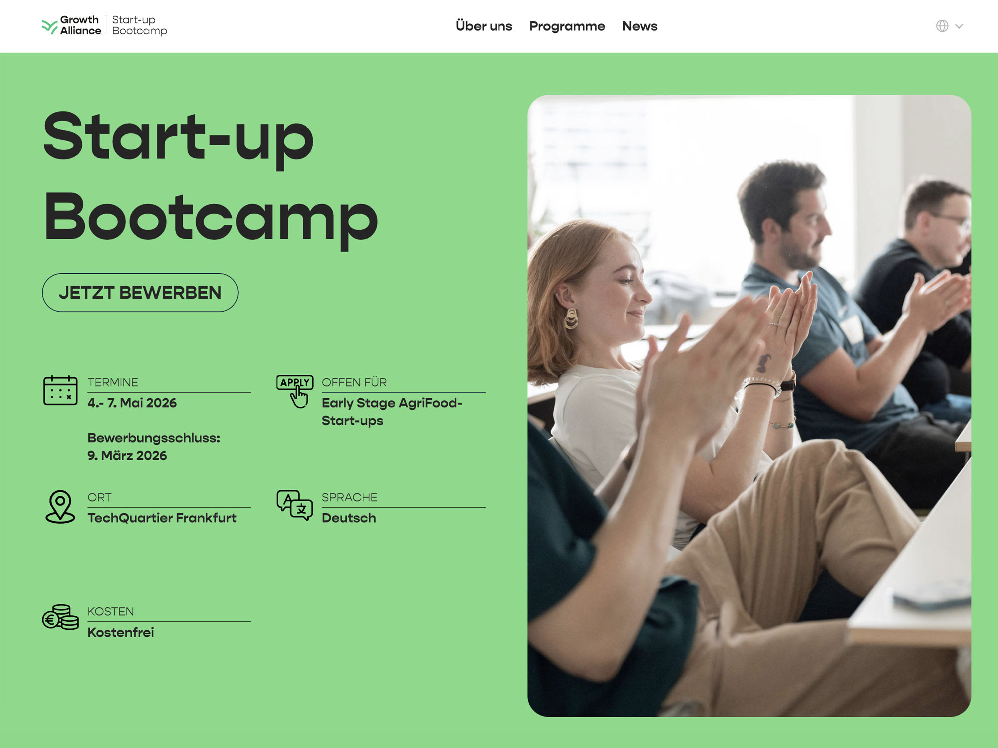 Growth Alliance Start-up Bootcamp 2026 website