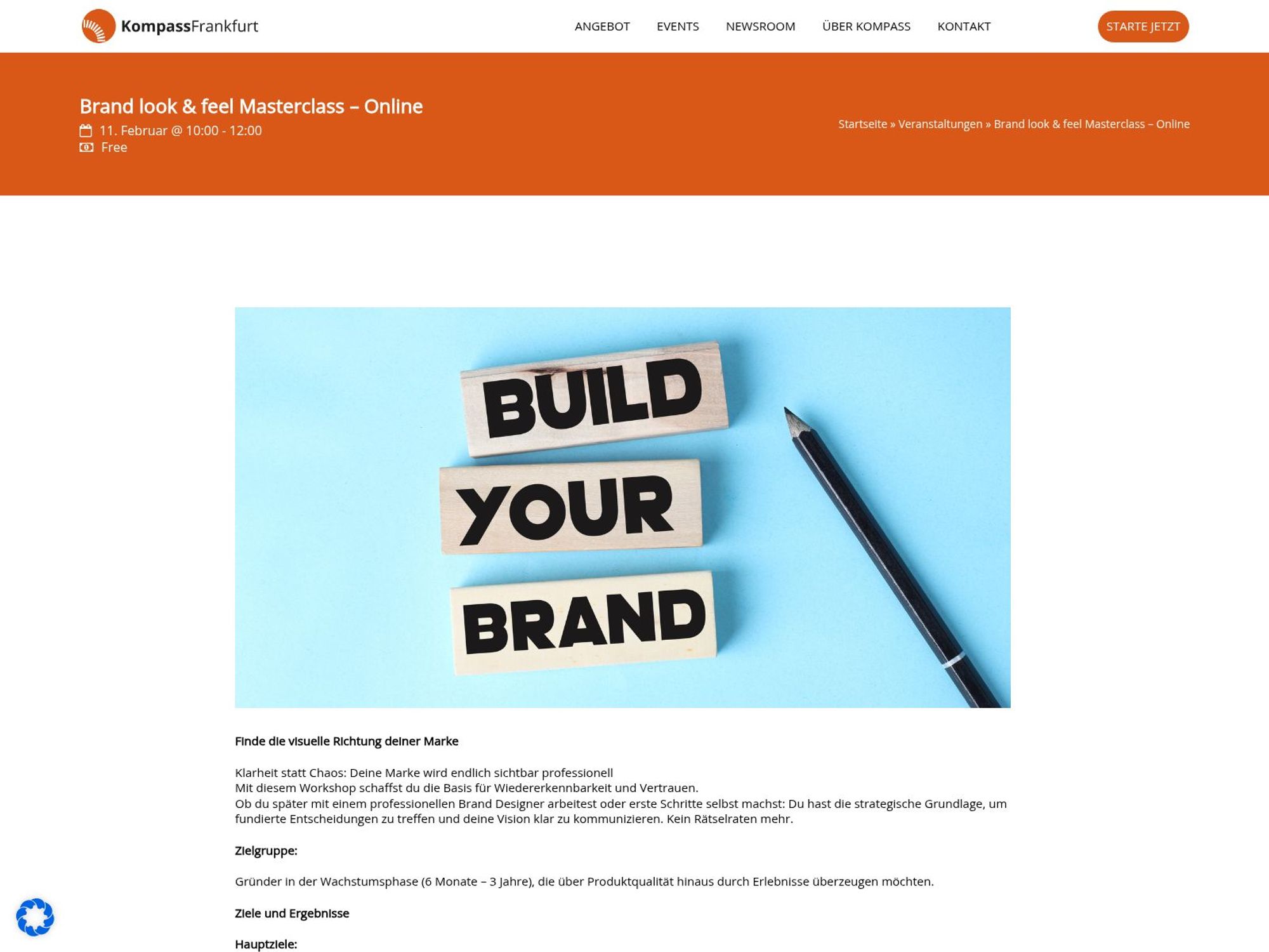 Brand look & feel Masterclass – Online website
