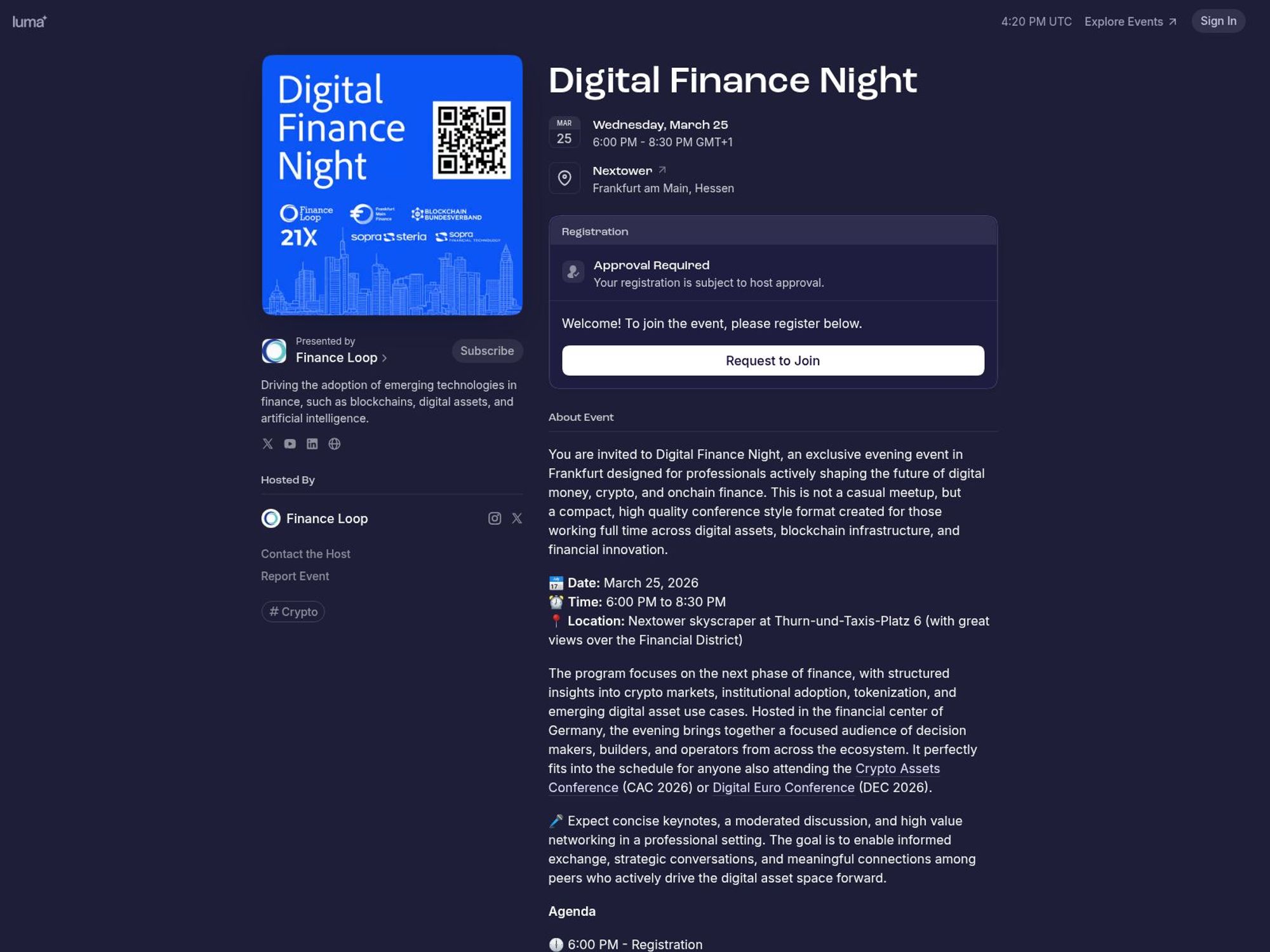 Digital Finance Night website
