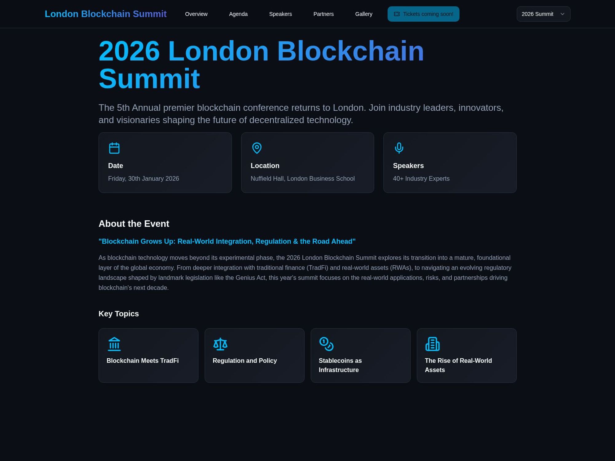 London Blockchain Summit 2026 website