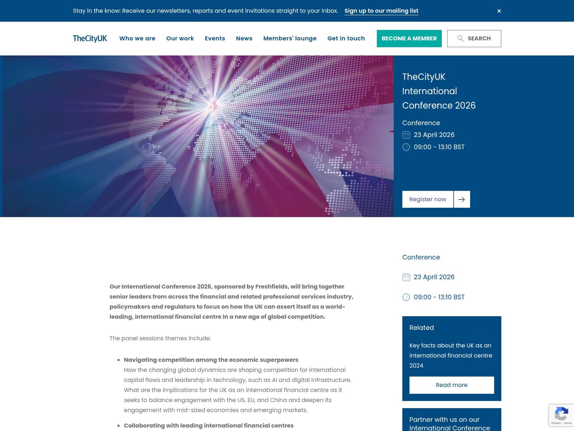 TheCityUK International Conference 2026 website