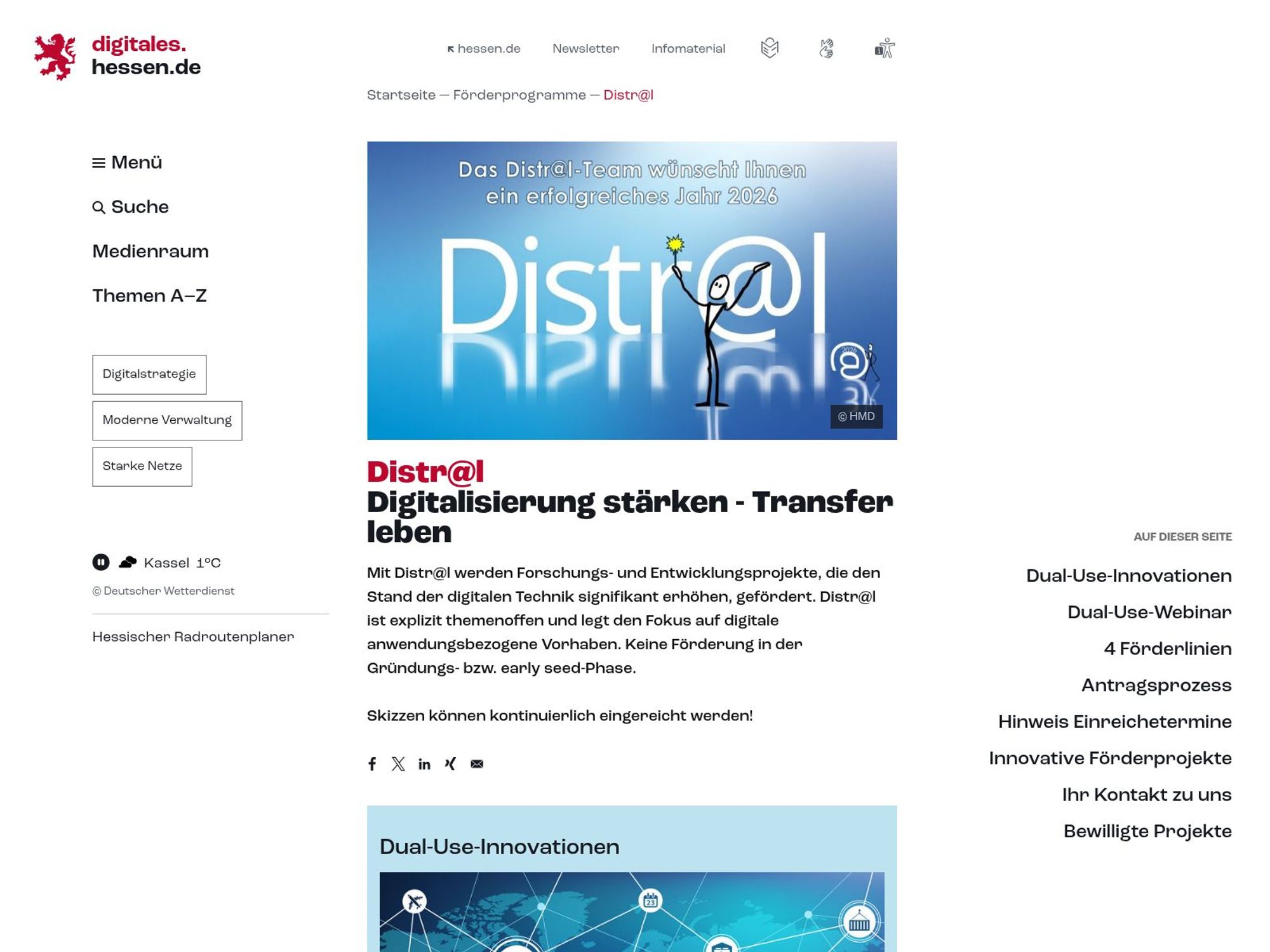 Förderprogramm Distr@l Hessen website