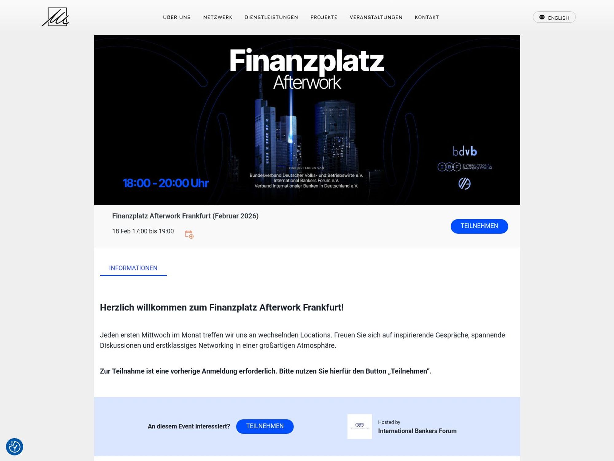 Finanzplatz Afterwork Frankfurt (Februar 2026) website