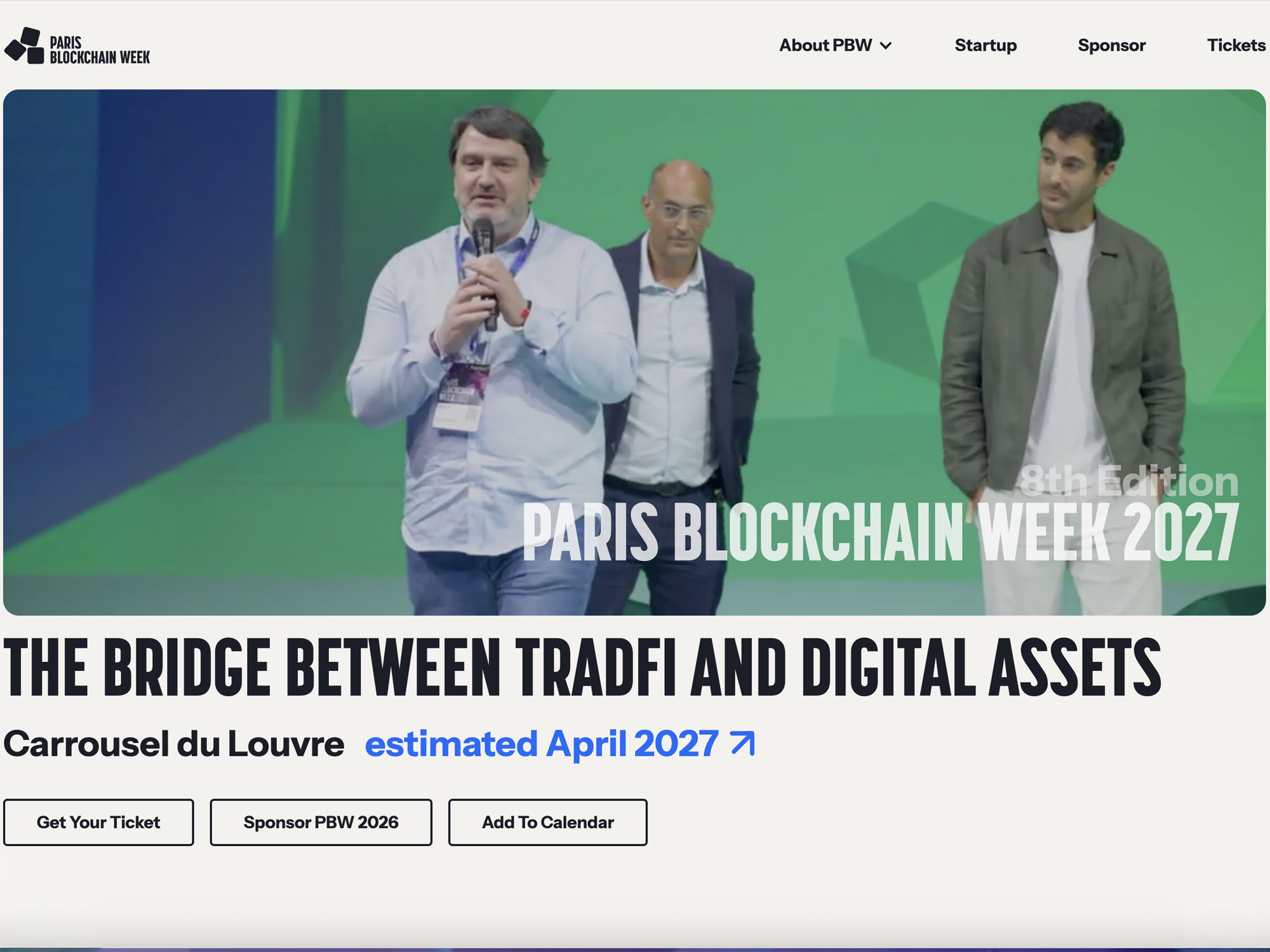 Paris Blockchain Week 2027 website
