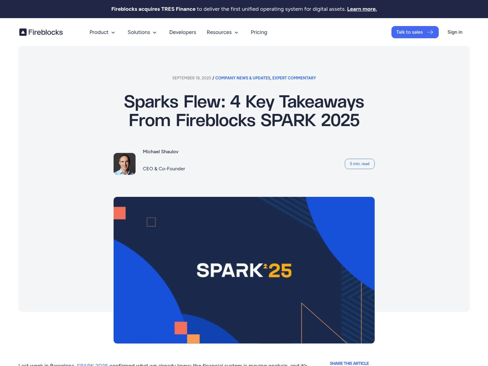 Spark 26 - Fireblocks Customer Conference website