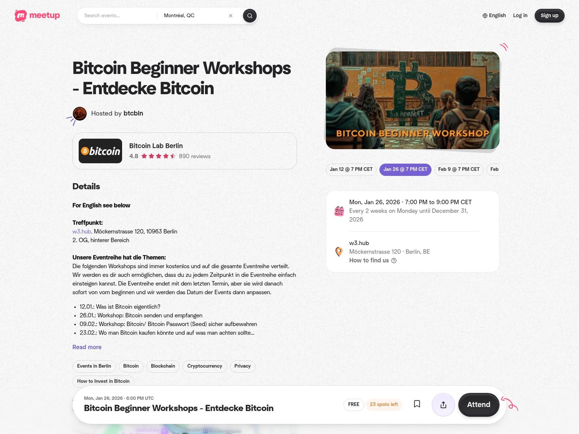 Bitcoin Beginner Workshops - Entdecke Bitcoin website