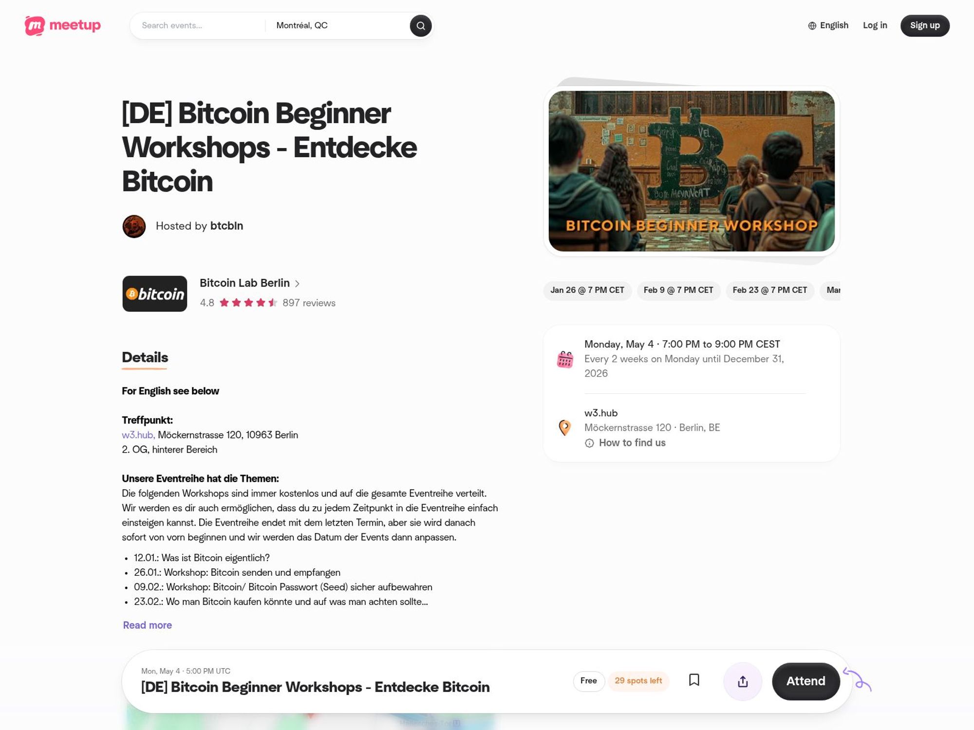 Bitcoin Beginner Workshops - Entdecke Bitcoin website