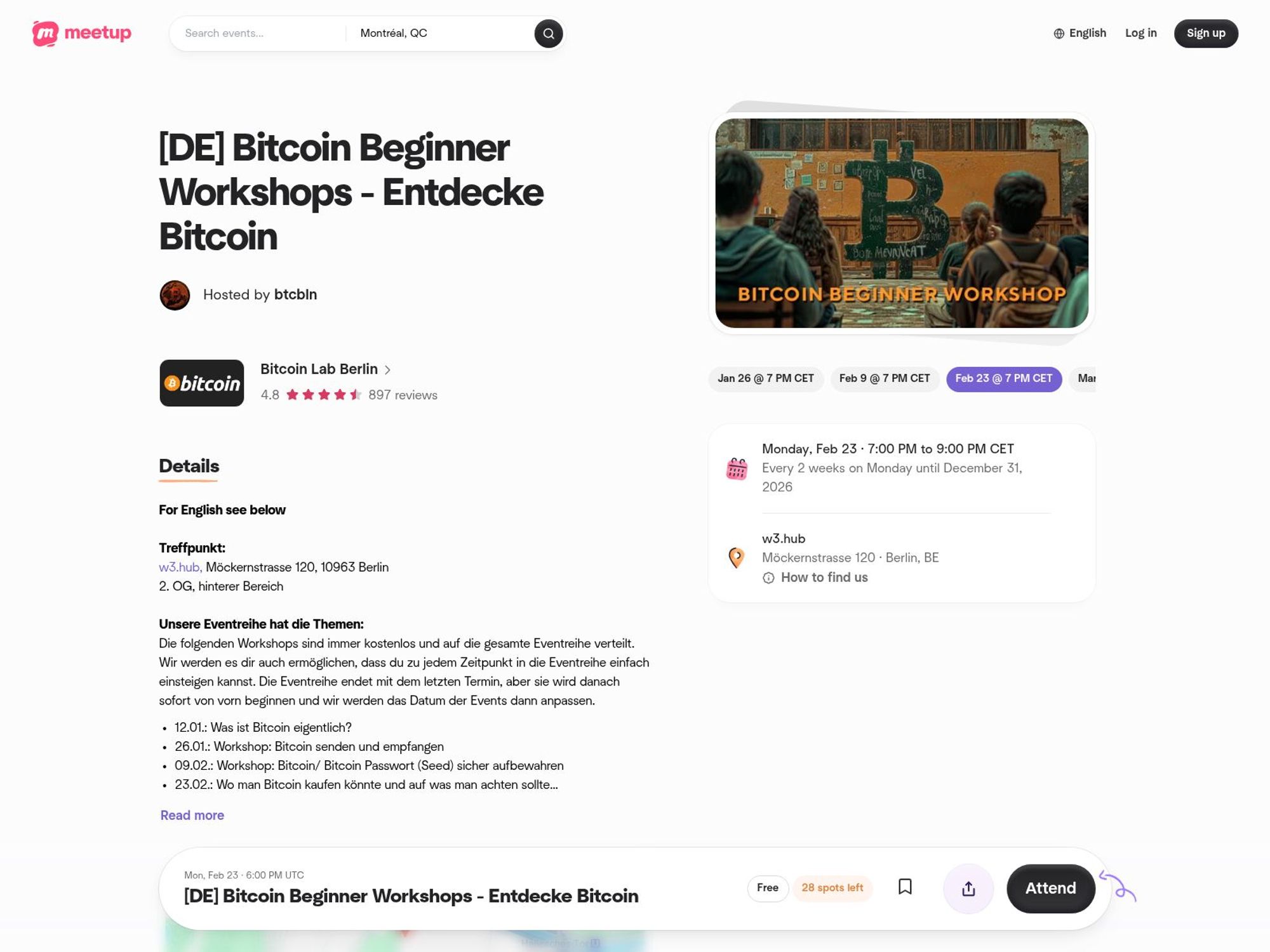 Bitcoin Beginner Workshops - Entdecke Bitcoin website