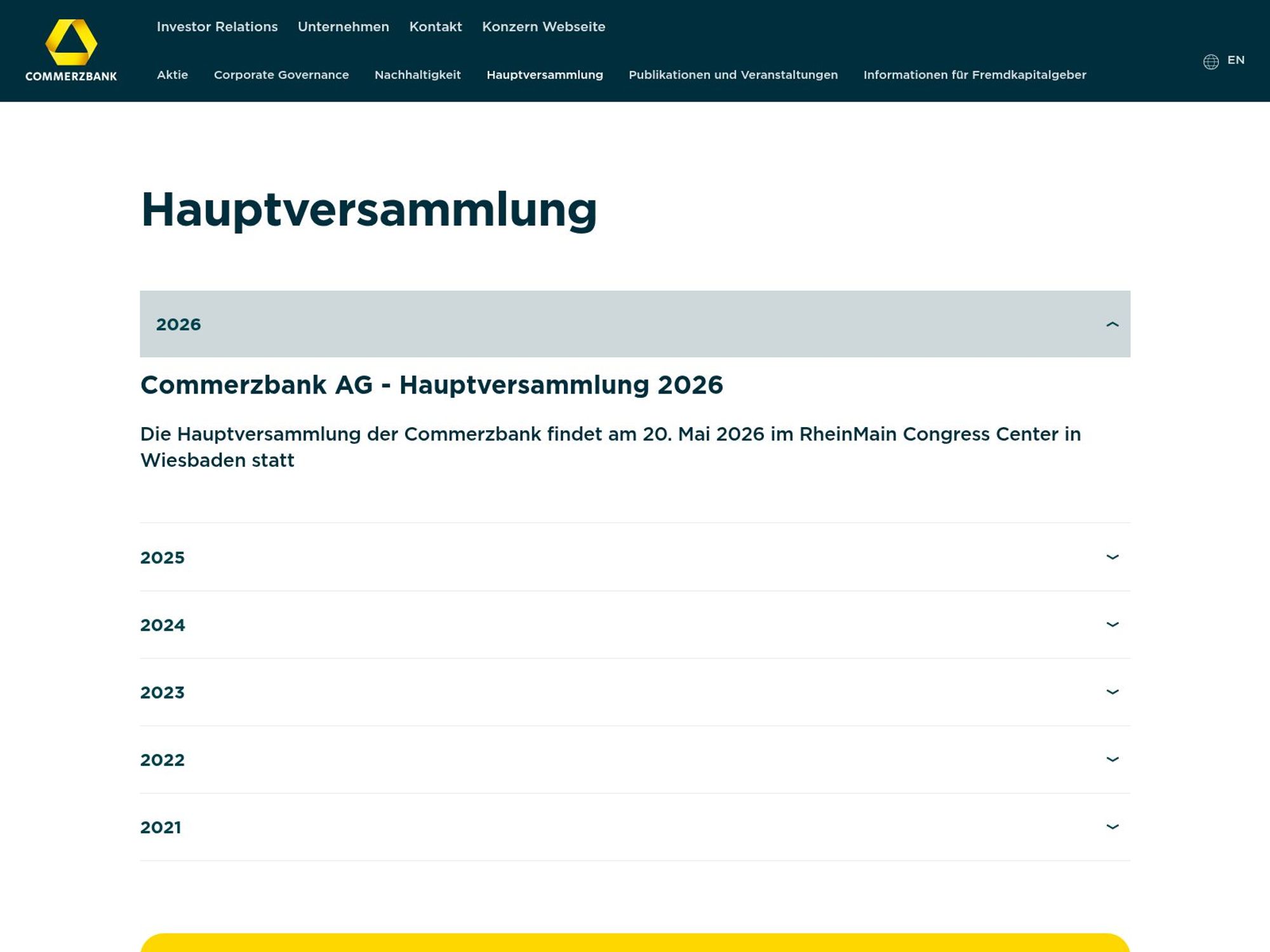 Commerzbank Hauptversammlung 2026 website