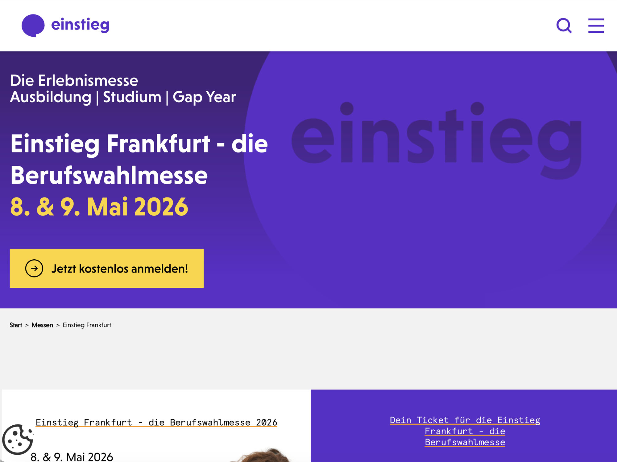 Einstieg Frankfurt - die Berufswahlmesse website