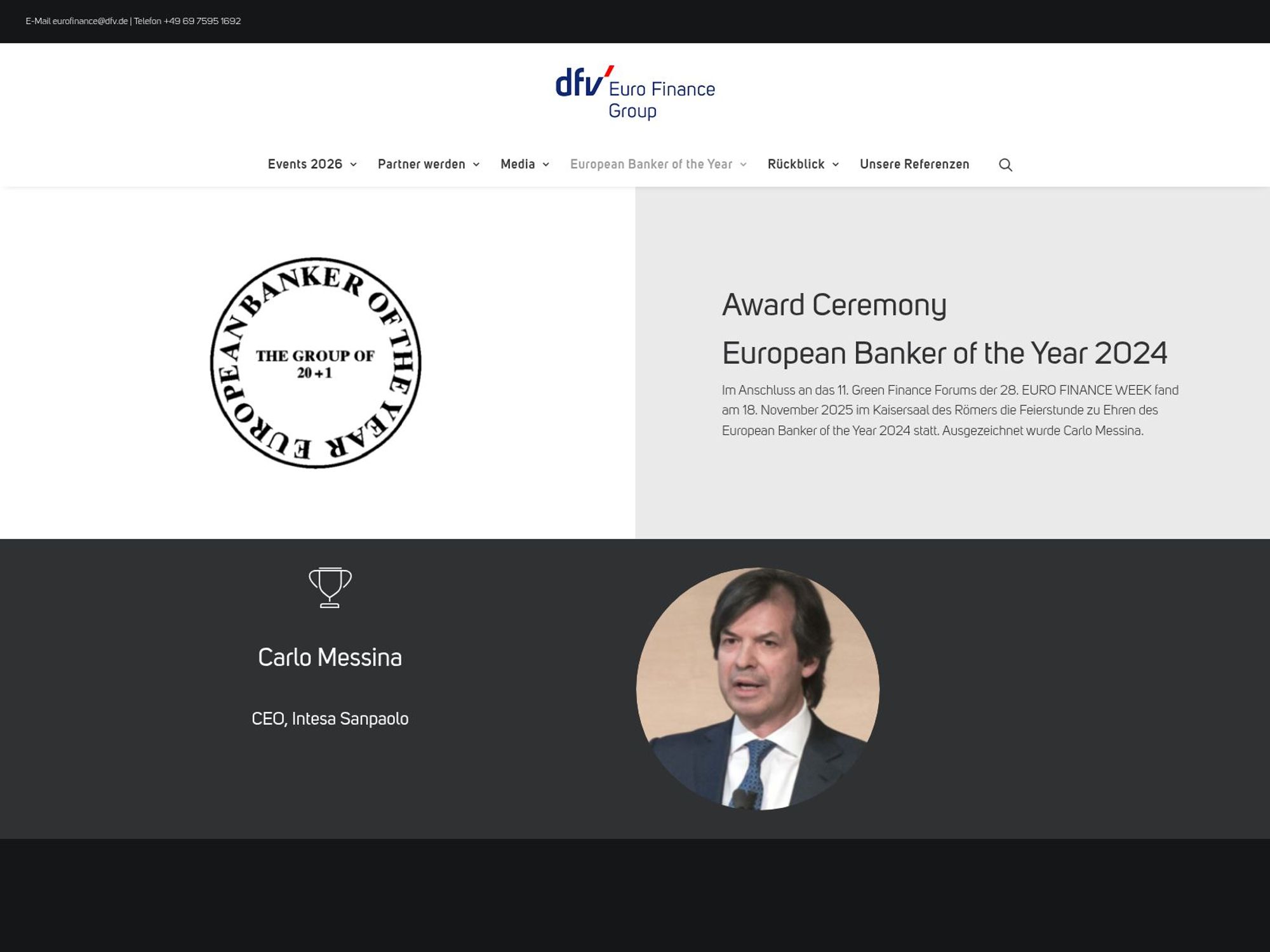 Award Ceremony European Banker of the Year 2025 website