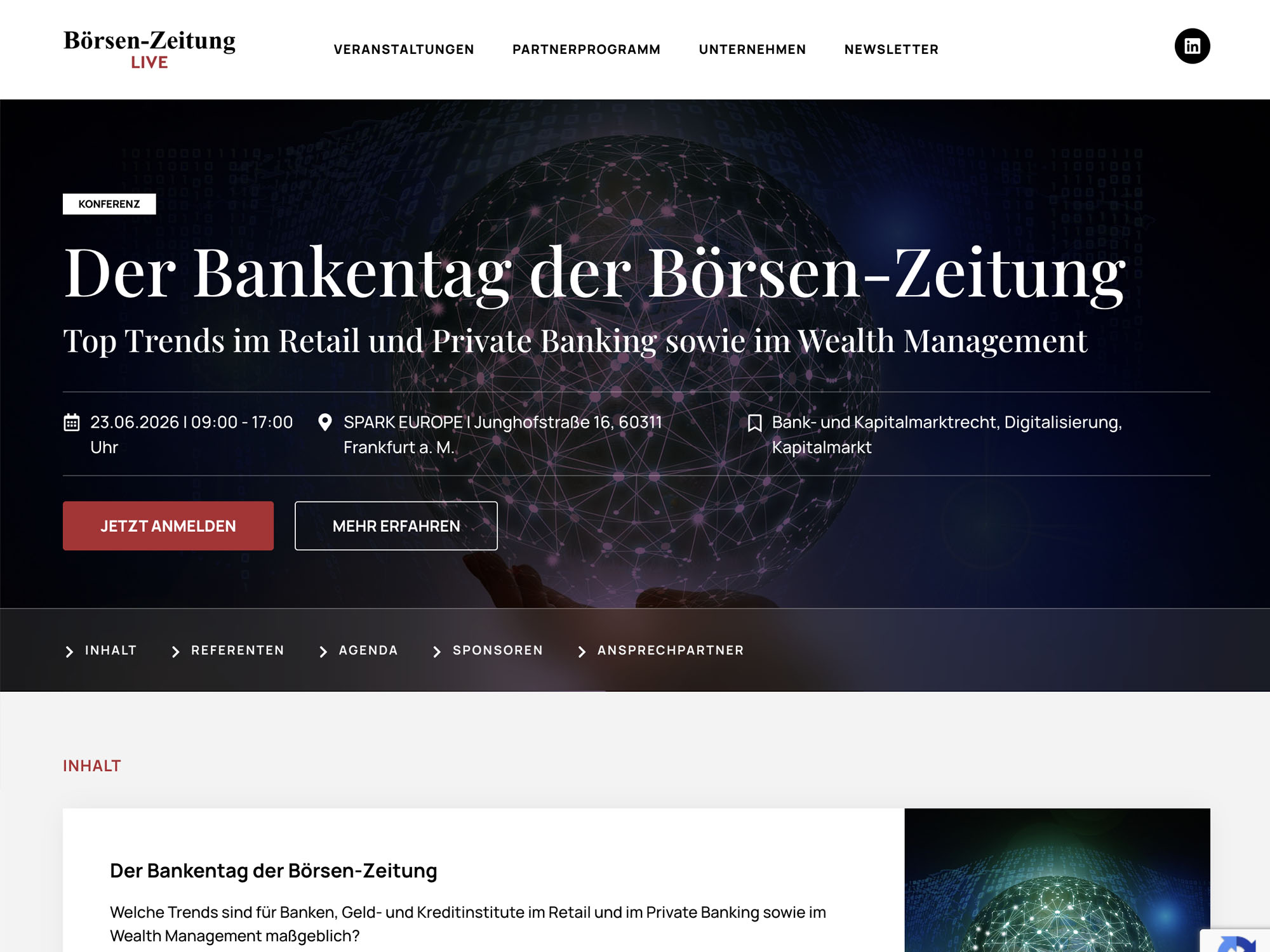 Der Bankentag der Börsen-Zeitung website