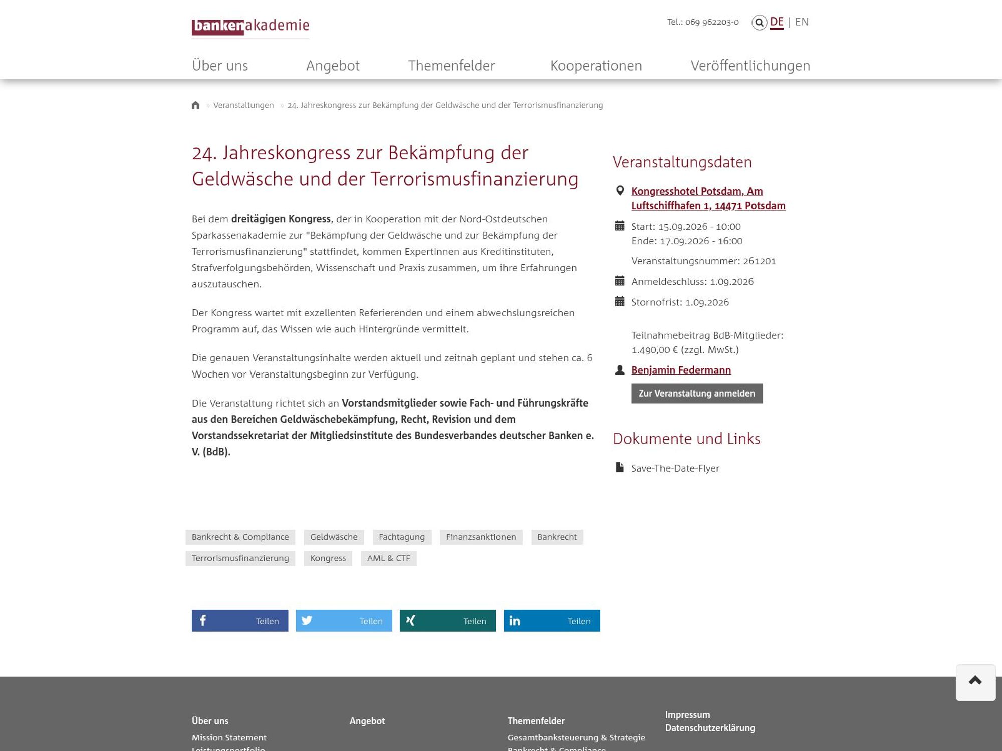 24. Jahreskongress zur Bekämpfung der Geldwäsche und der Terrorismusfinanzierung website