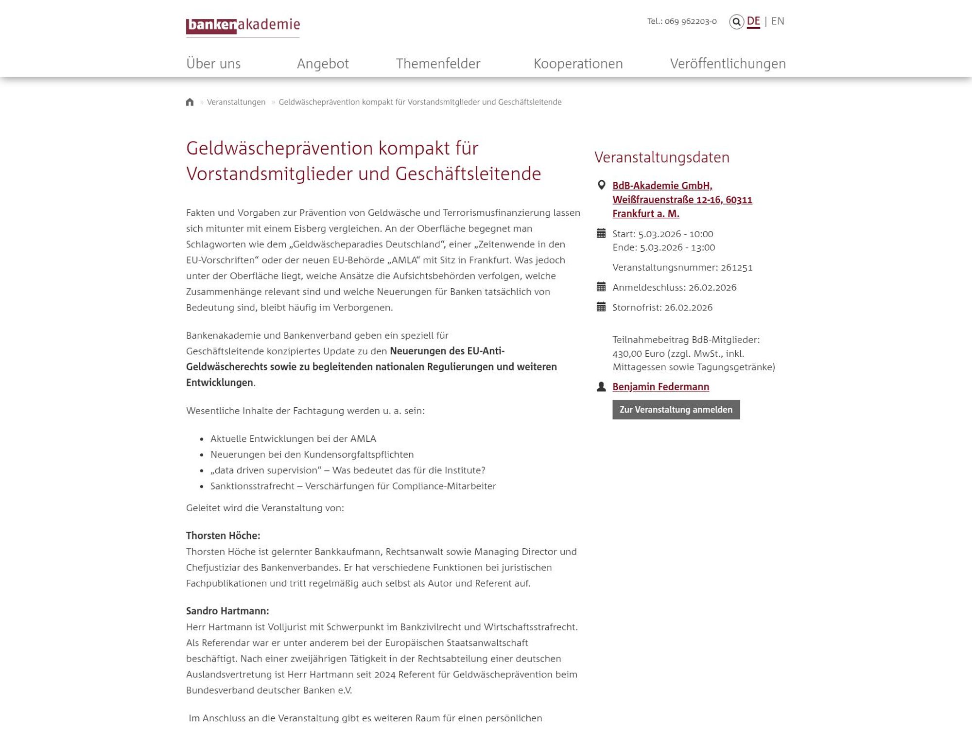 Gesamtbanksteuerung kompakt (ehem. Bankrecht kompakt) für Vorstandsmitglieder und Geschäftsleitende website