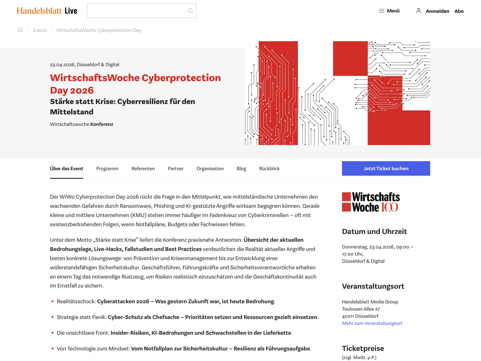 WirtschaftsWoche Cyberprotection Day 2026 - WirtschaftsWoche Jahrestagung website